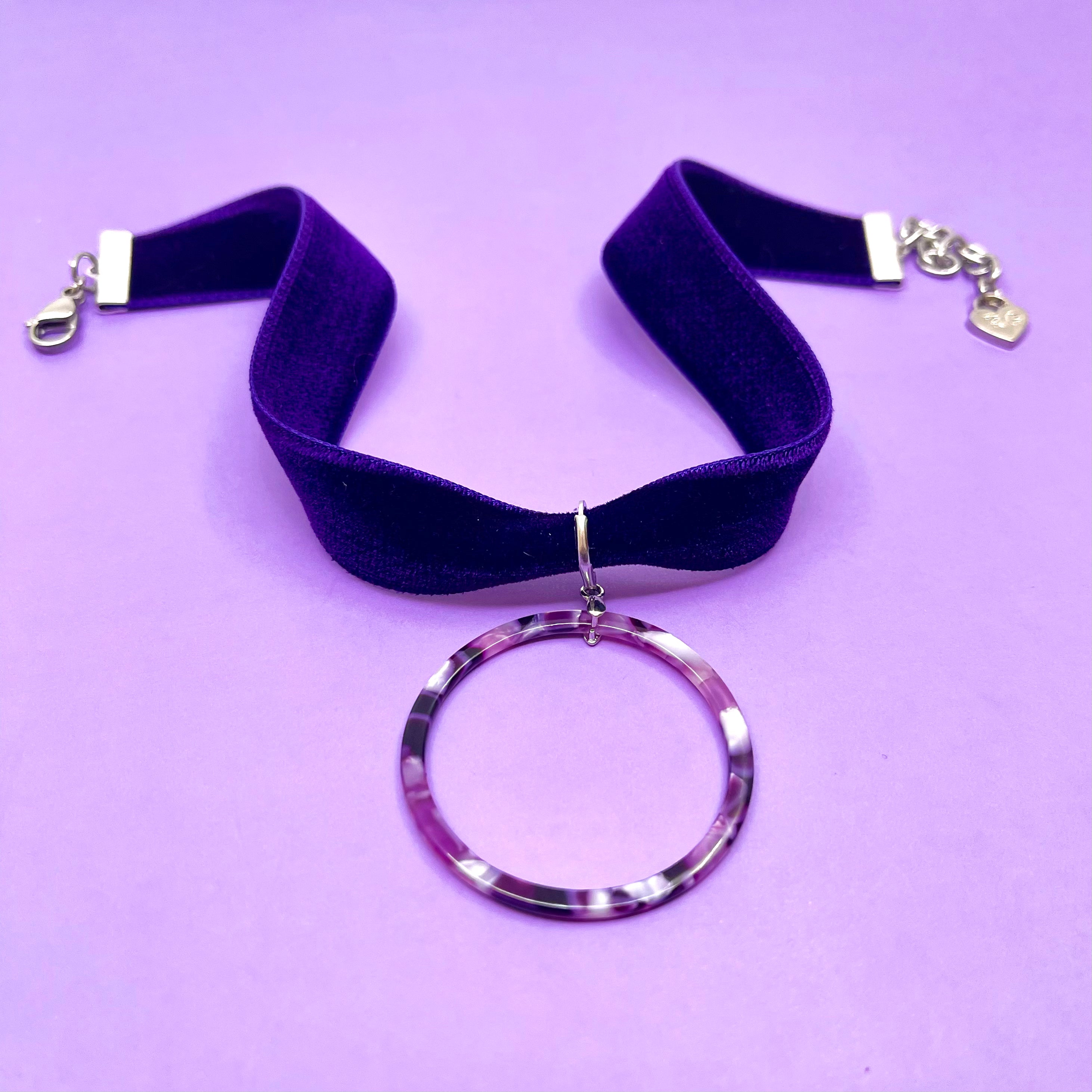 Dark Purple Velvet Choker Necklace Restrained Grace