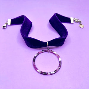 Dark Purple Velvet Choker Necklace Restrained Grace