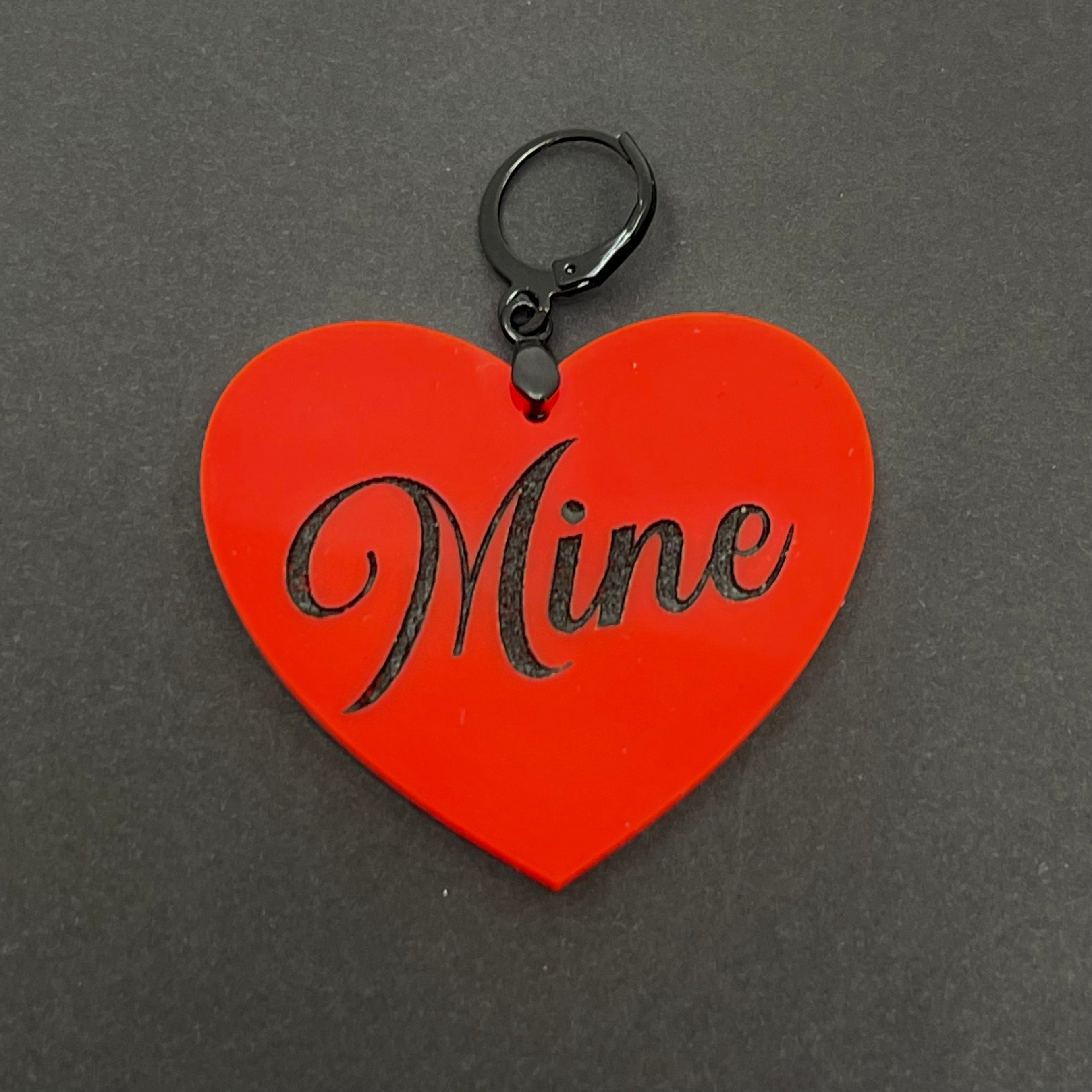 Mine XL Heart Collar Tag - Red Collar Tag Restrained Grace