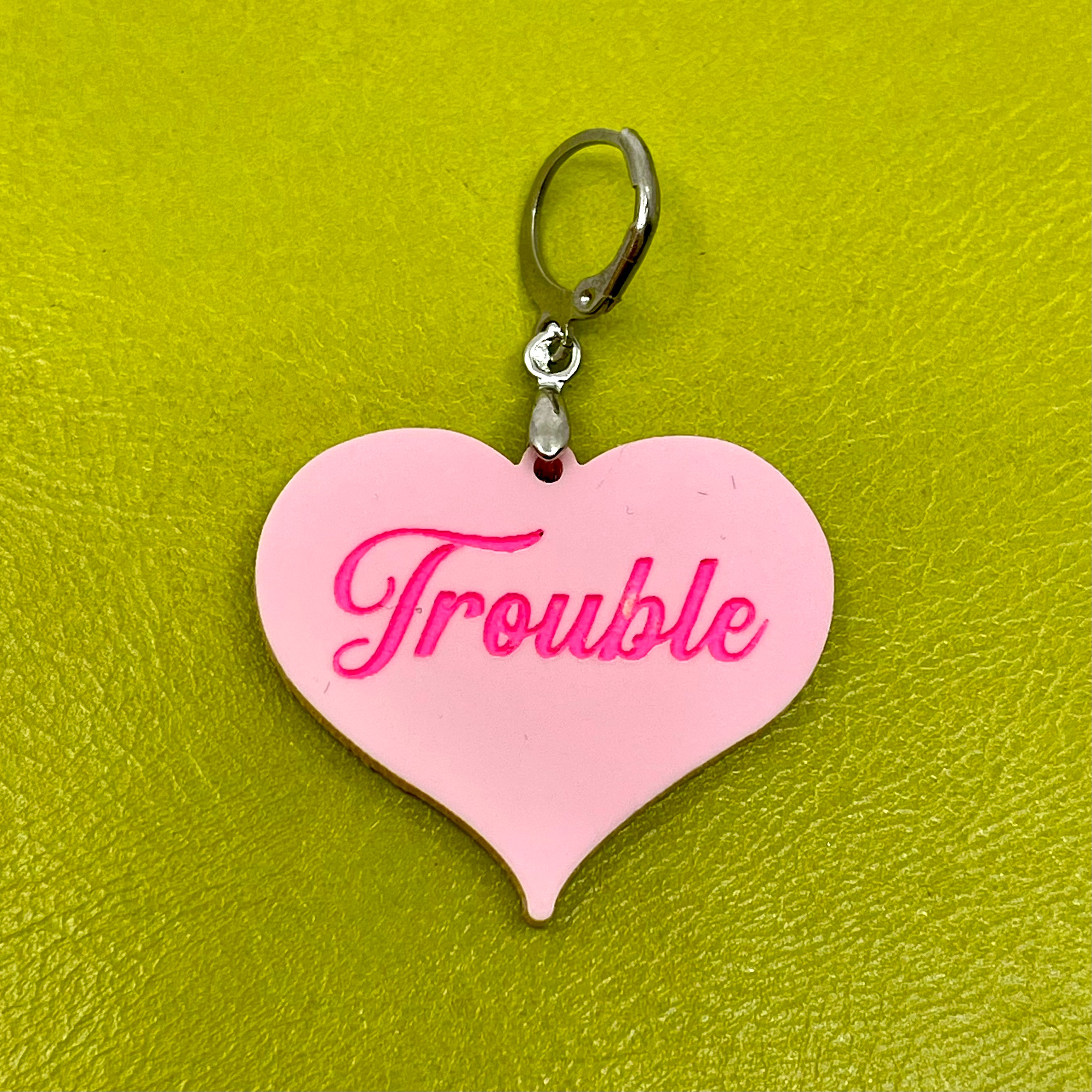 Trouble Heart Collar Tag - Blush Pink Collar Tag Restrained Grace