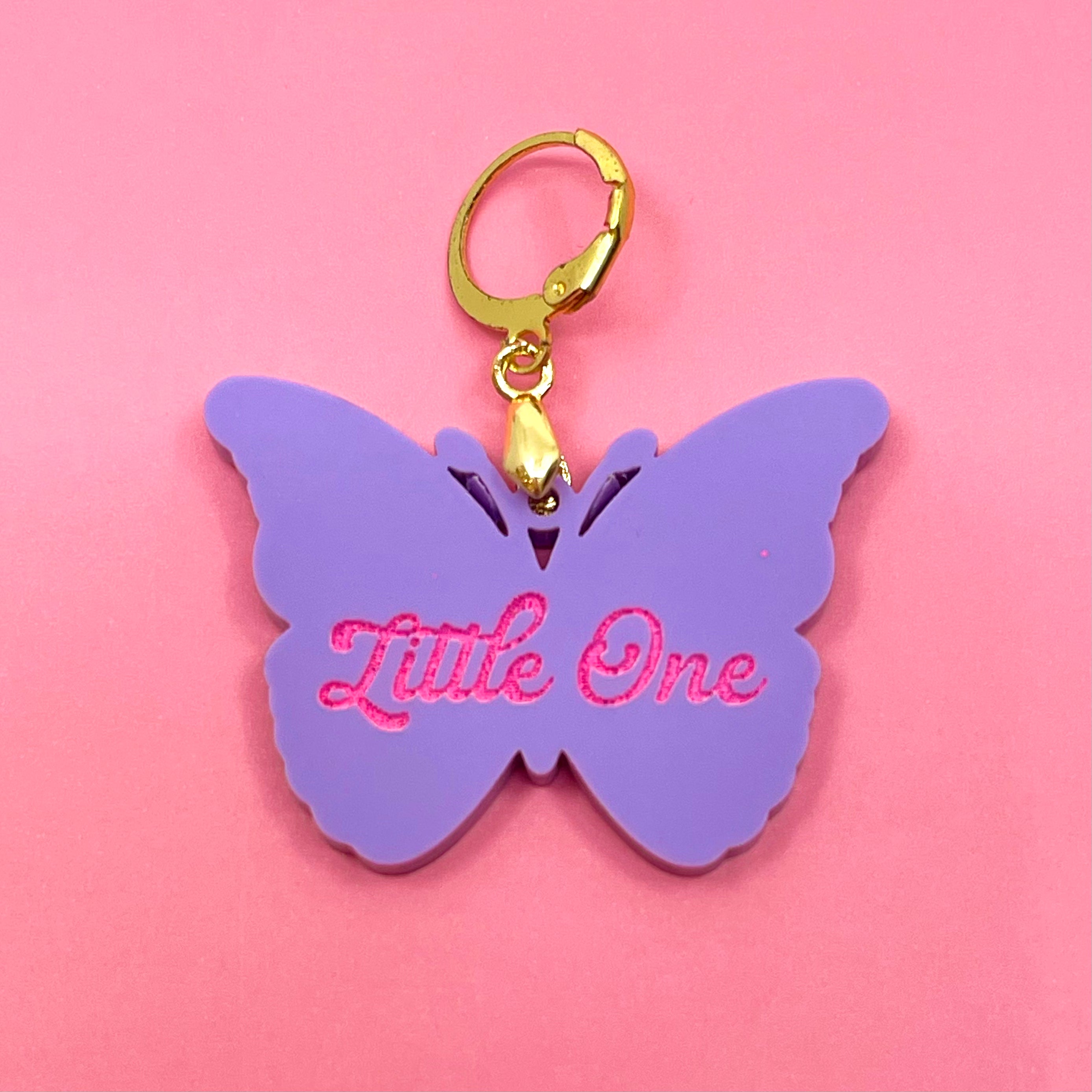 Little One Lilac Butterfly Collar Tag Collar Tag Restrained Grace