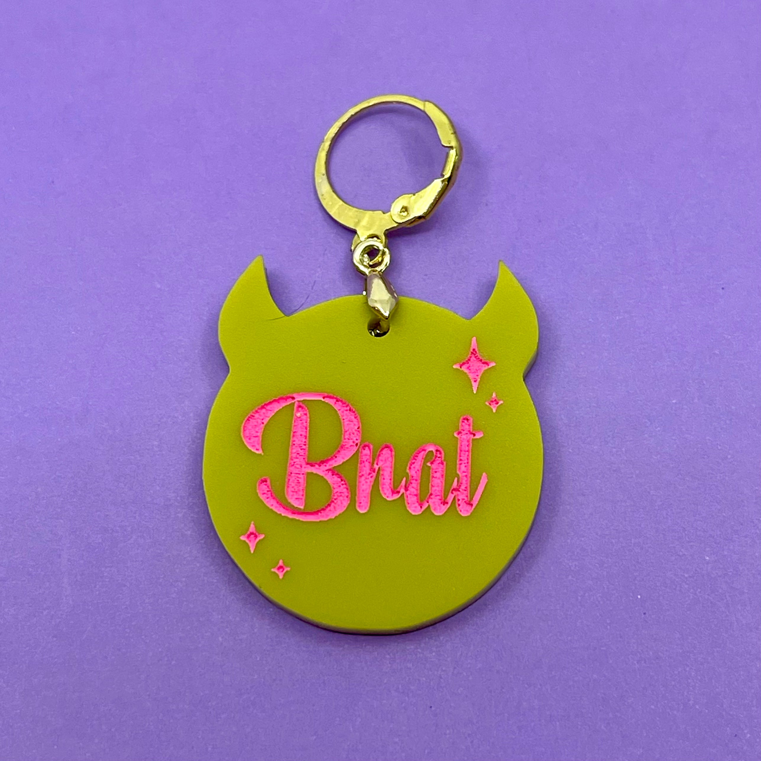 Retro Sparkle Brat Collar Tag - Chartreuse Collar Tag Restrained Grace