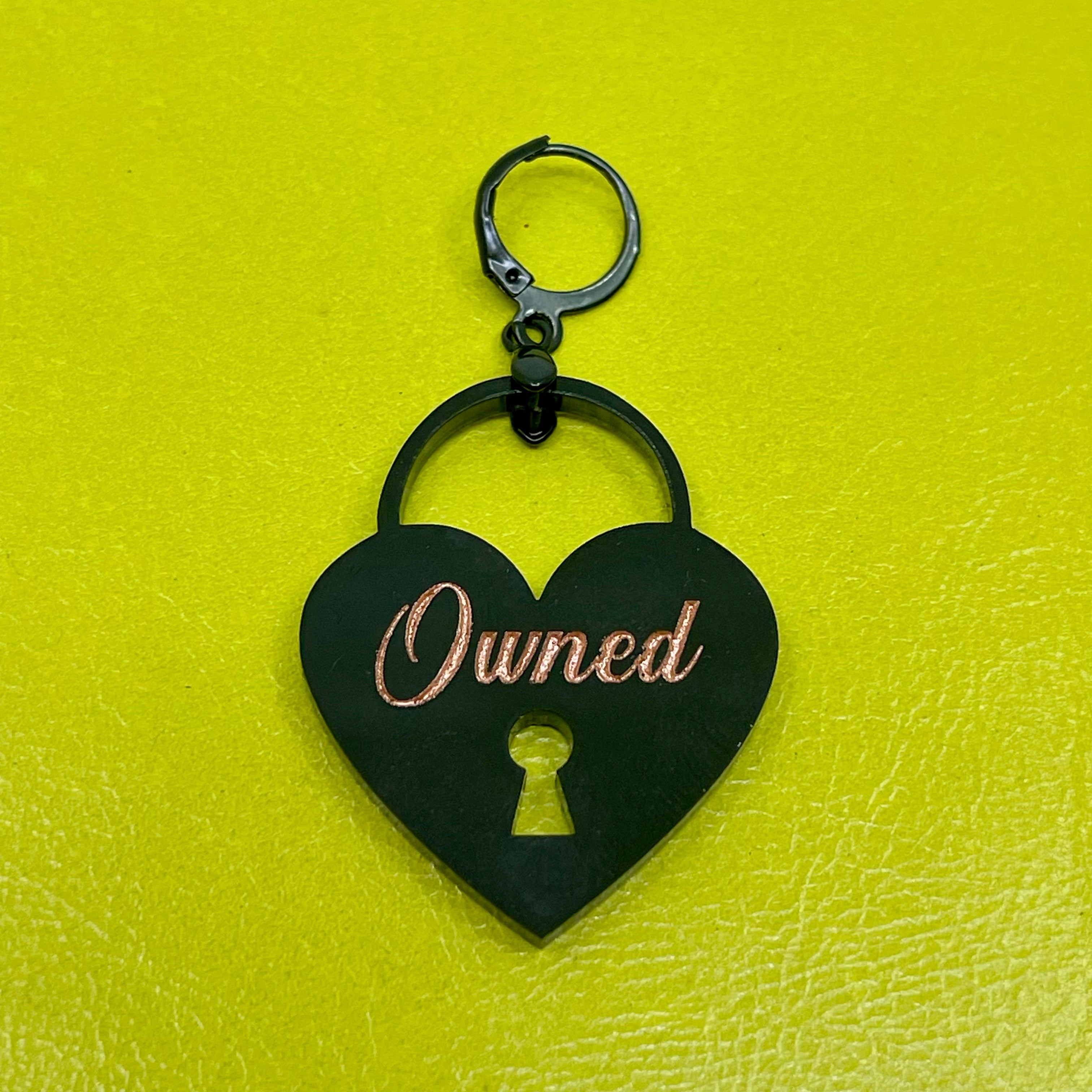 Fancy Owned Collar Tag - Black & Rose Gold Collar Tag Restrained Grace