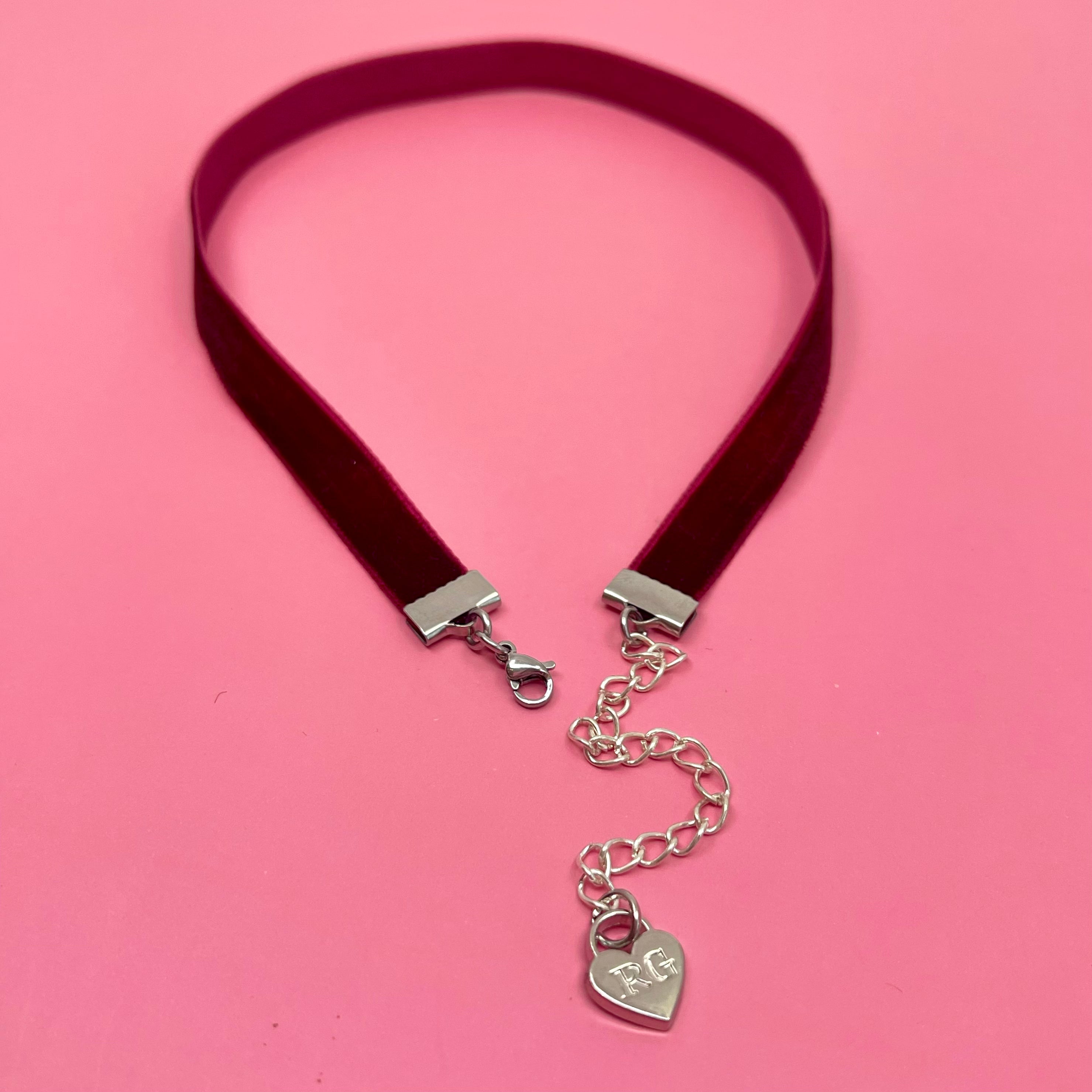 Burgundy Velvet Mini Choker Necklace Restrained Grace
