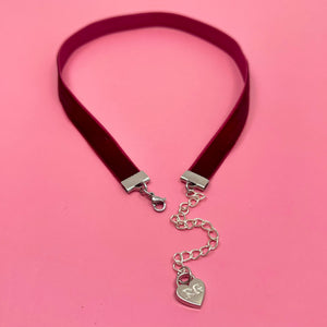 Burgundy Velvet Mini Choker Necklace Restrained Grace