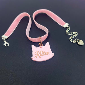 Pink Velvet Mini Choker Necklace Restrained Grace