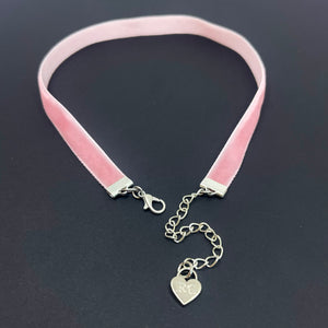 Pink Velvet Mini Choker Necklace Restrained Grace