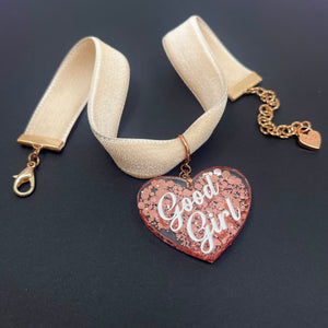Blush Pink & Rose Gold Velvet Choker Necklace Restrained Grace