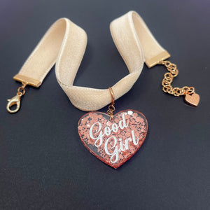 Blush Pink & Rose Gold Velvet Choker Necklace Restrained Grace