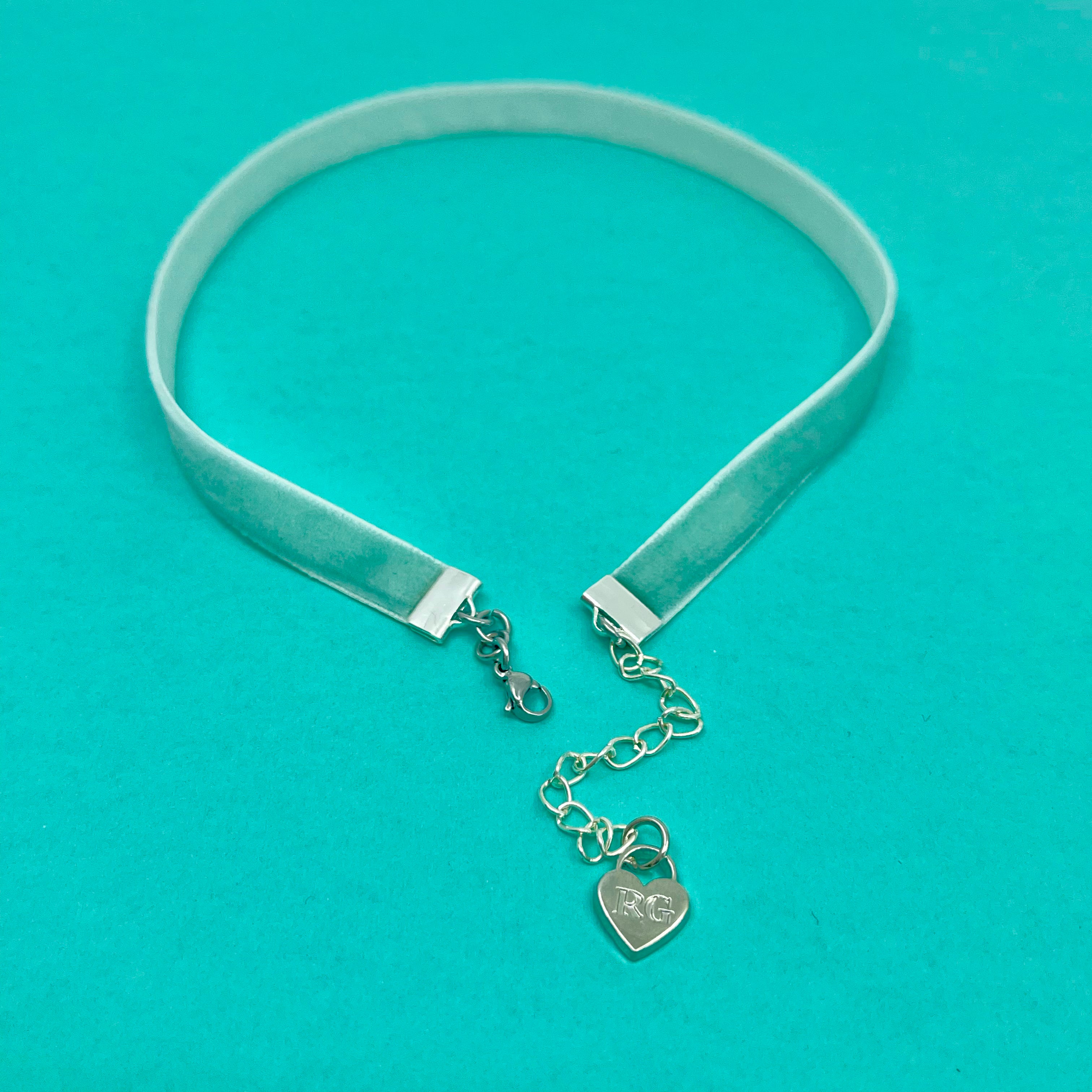 Seafoam Green Velvet Mini Choker Necklace Restrained Grace