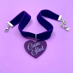 Dark Purple Velvet Choker Necklace Restrained Grace