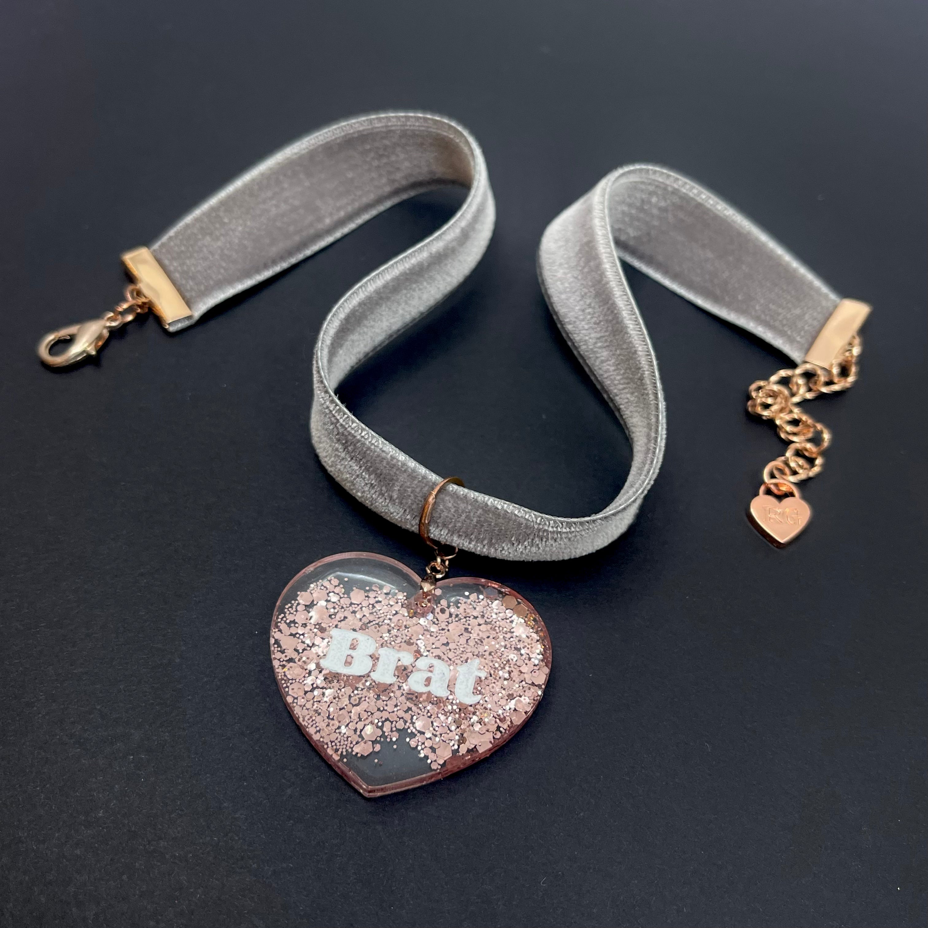Dove Gray & Rose Gold Velvet Choker Necklace Restrained Grace