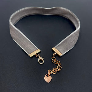 Dove Gray & Rose Gold Velvet Choker Necklace Restrained Grace