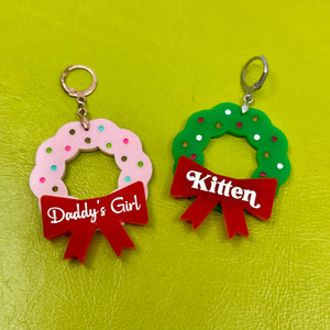 Custom Christmas Wreath BDSM Collar Tag Collar Tag Restrained Grace