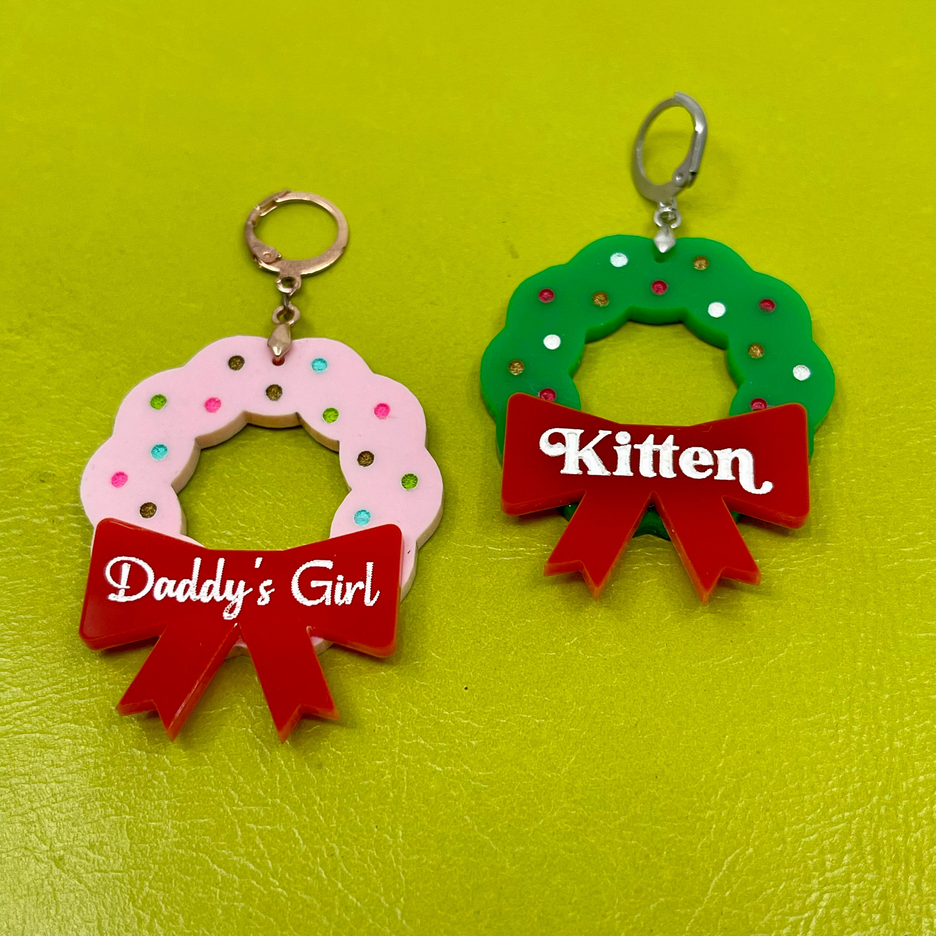Custom Christmas Wreath BDSM Collar Tag Collar Tag Restrained Grace
