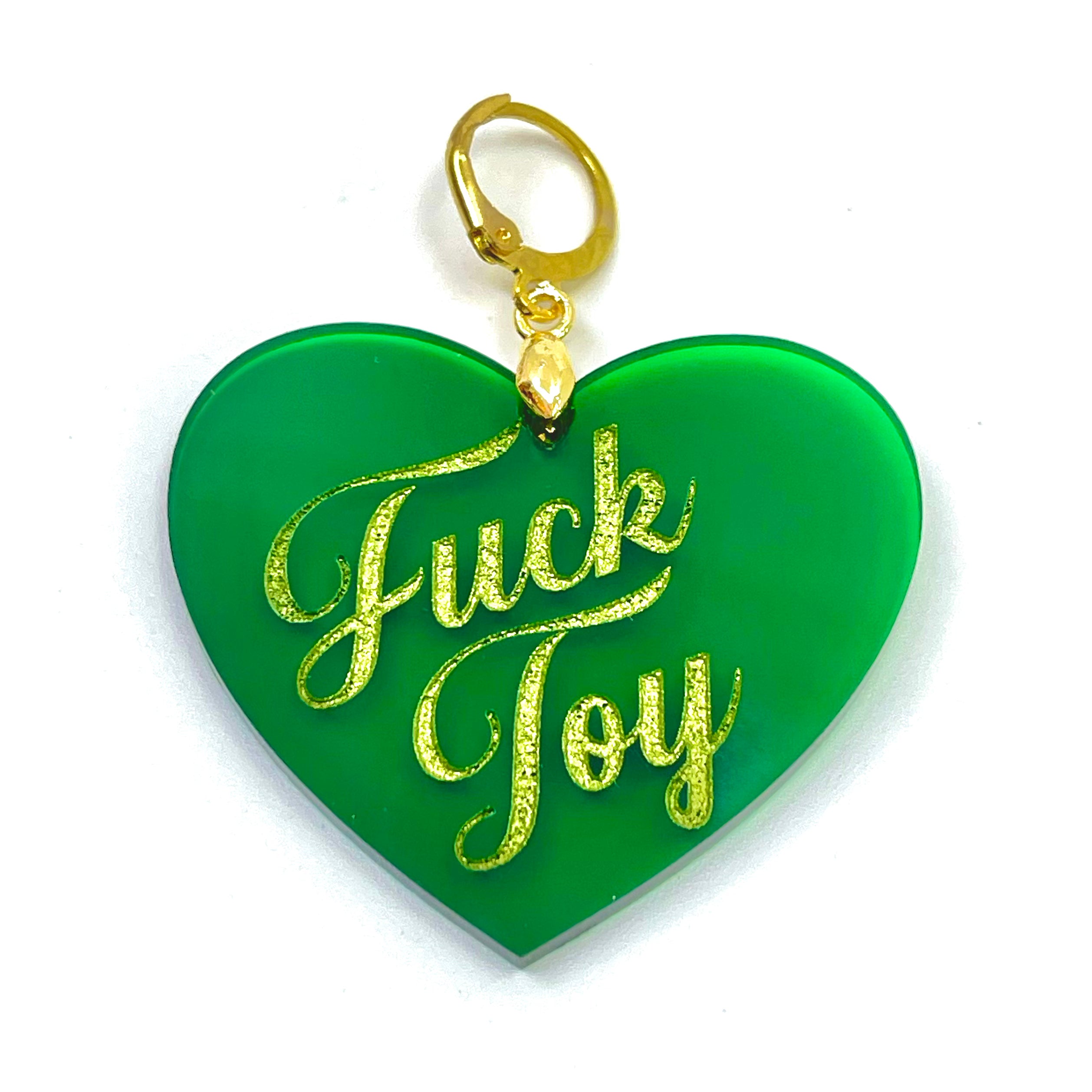 Fuck Toy XL Heart Collar Tag - Transparent Green