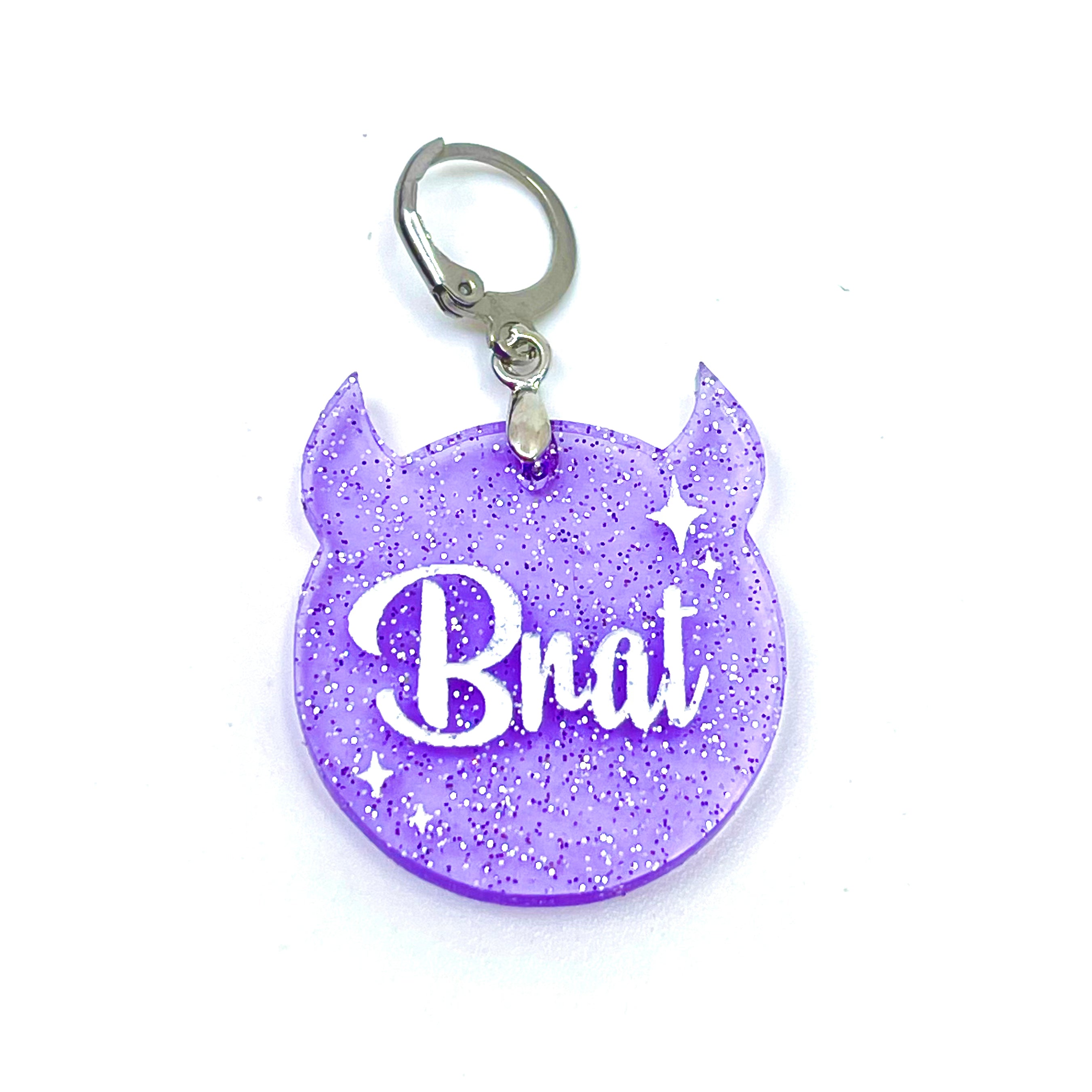 Retro Sparkle Brat Collar Tag - Lavender Jelly Shimmer
