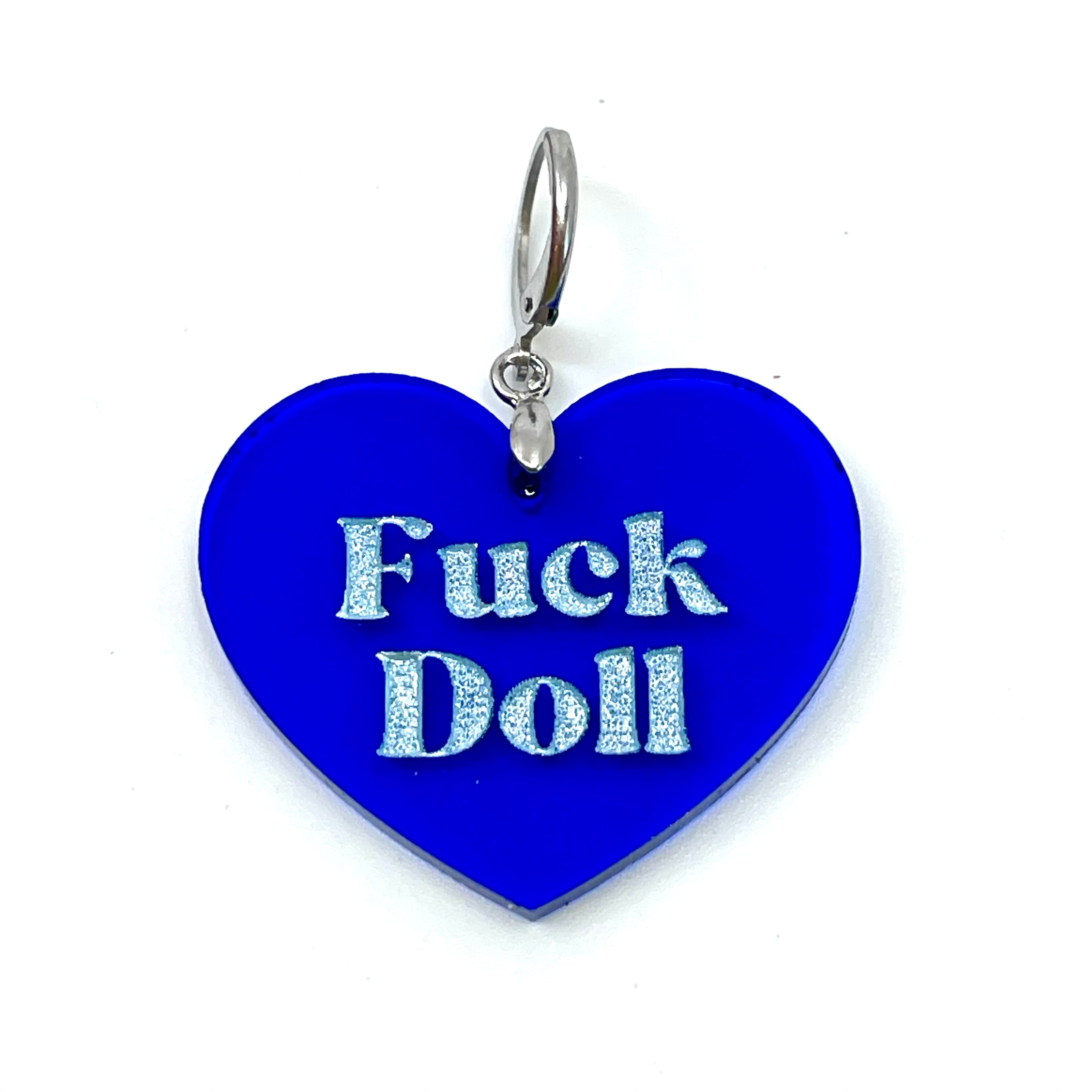 Fuck Doll Collar Tag - Transparent Blue