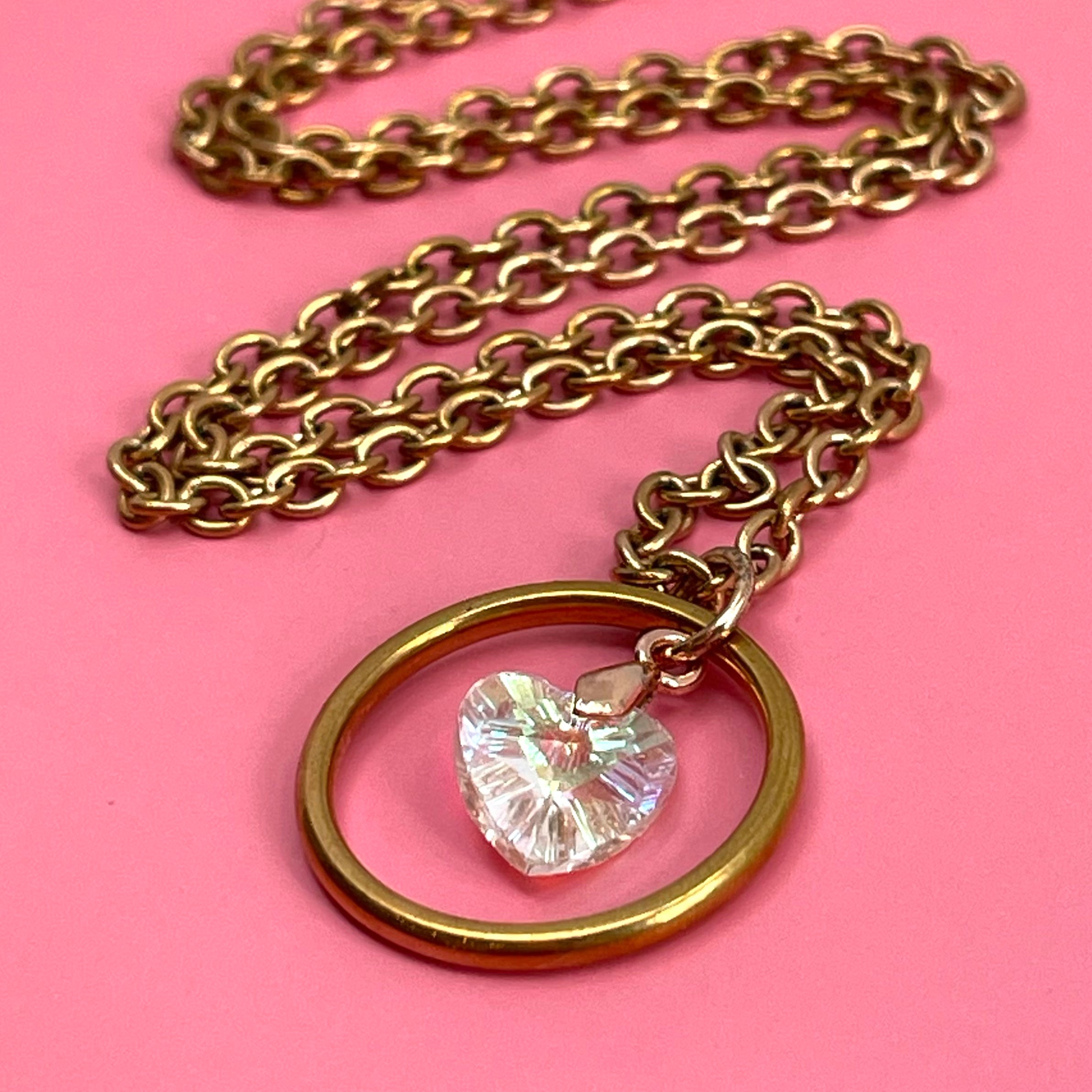 Crystal Heart Ring of O Day Collar - Stainless Steel