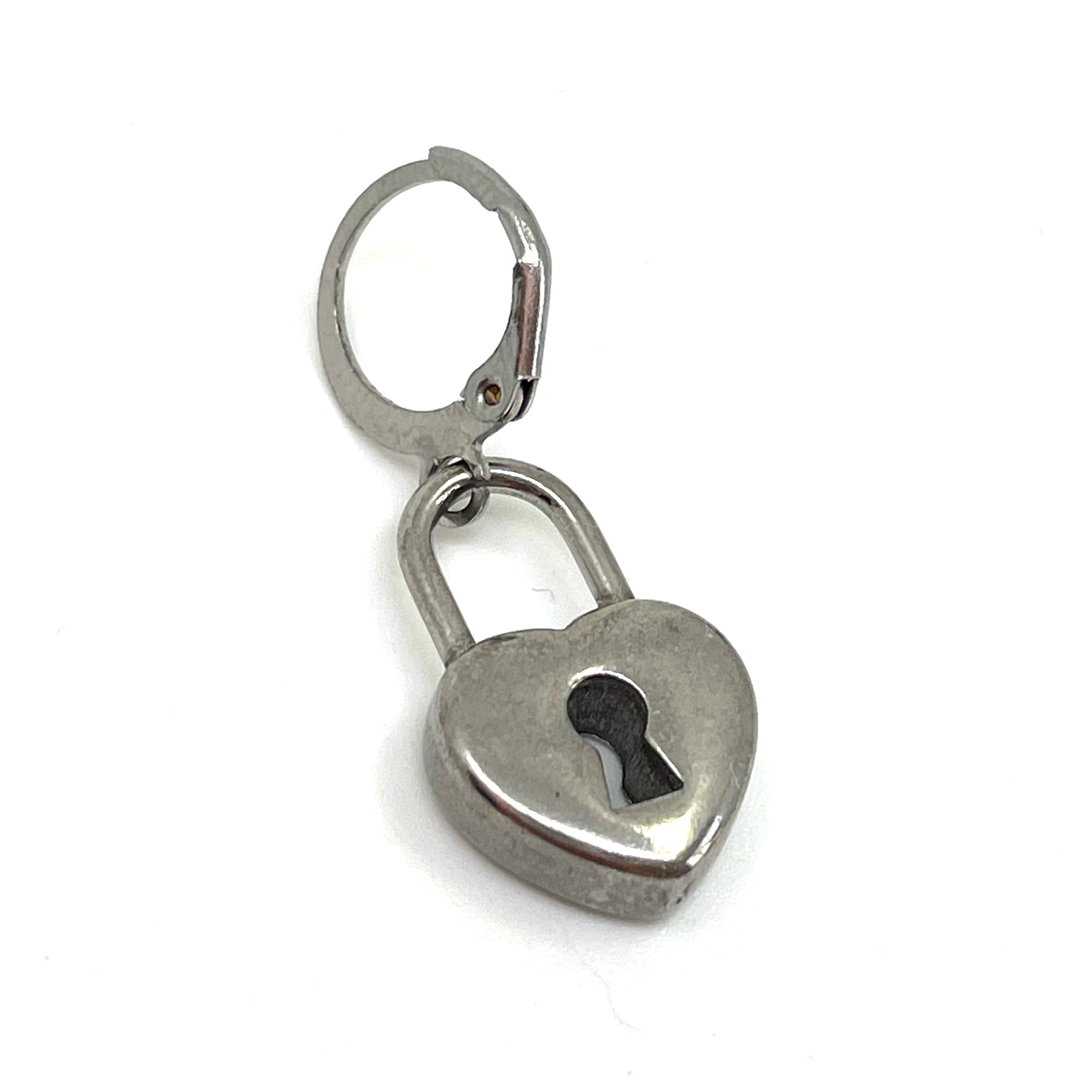 Little Steel Heart Lock Collar Charm