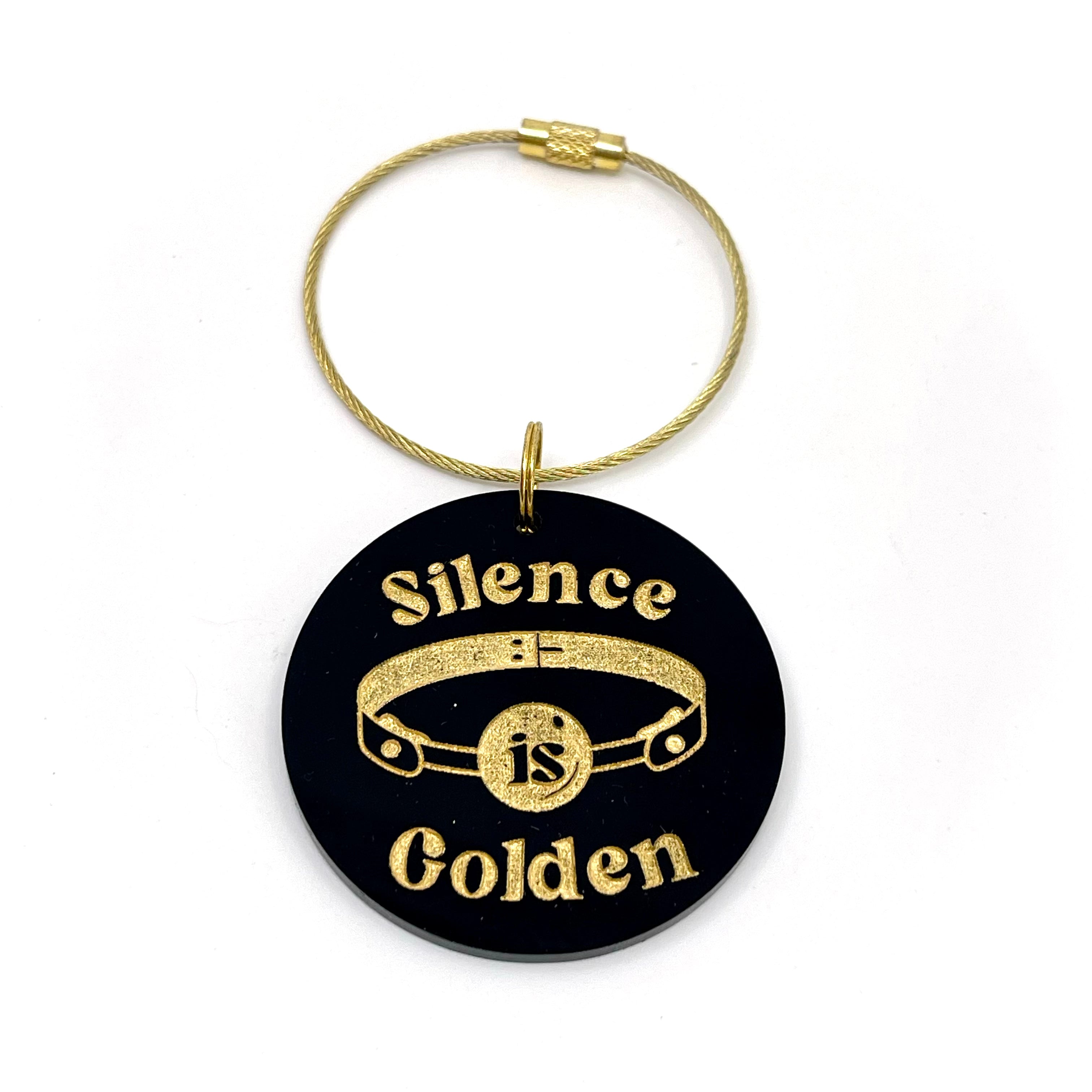 Silence is Golden Ball Gag Keychain