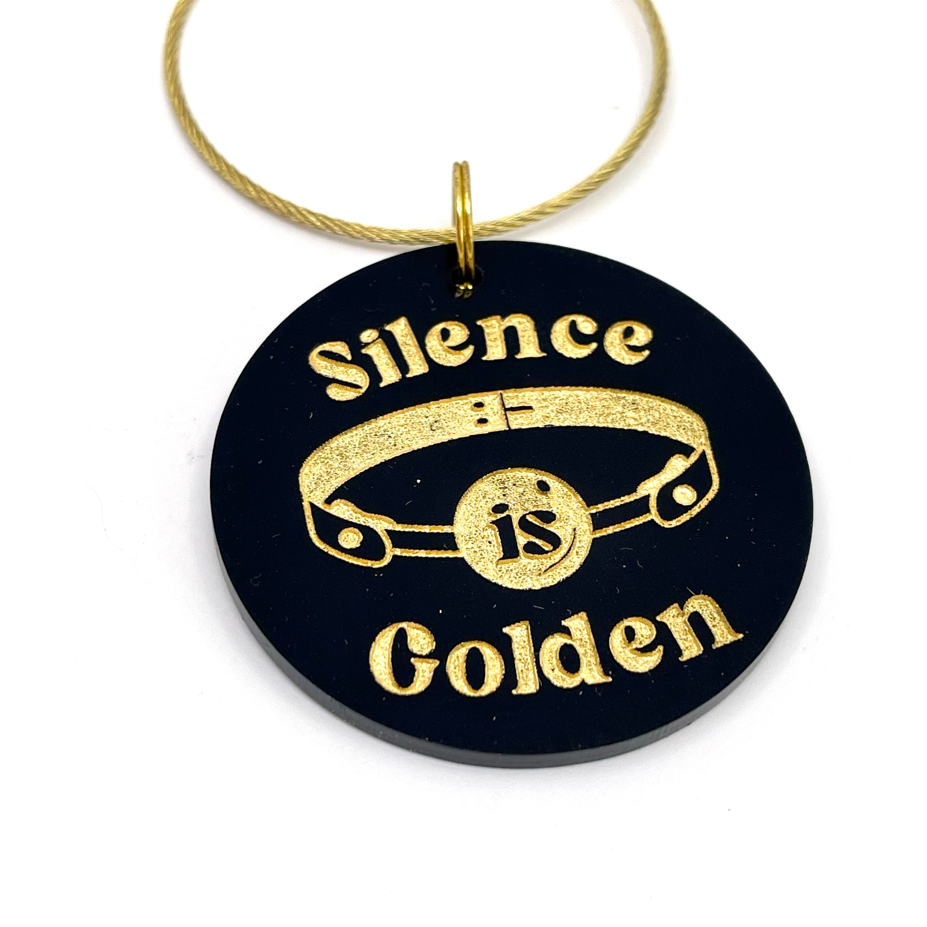 Silence is Golden Ball Gag Keychain