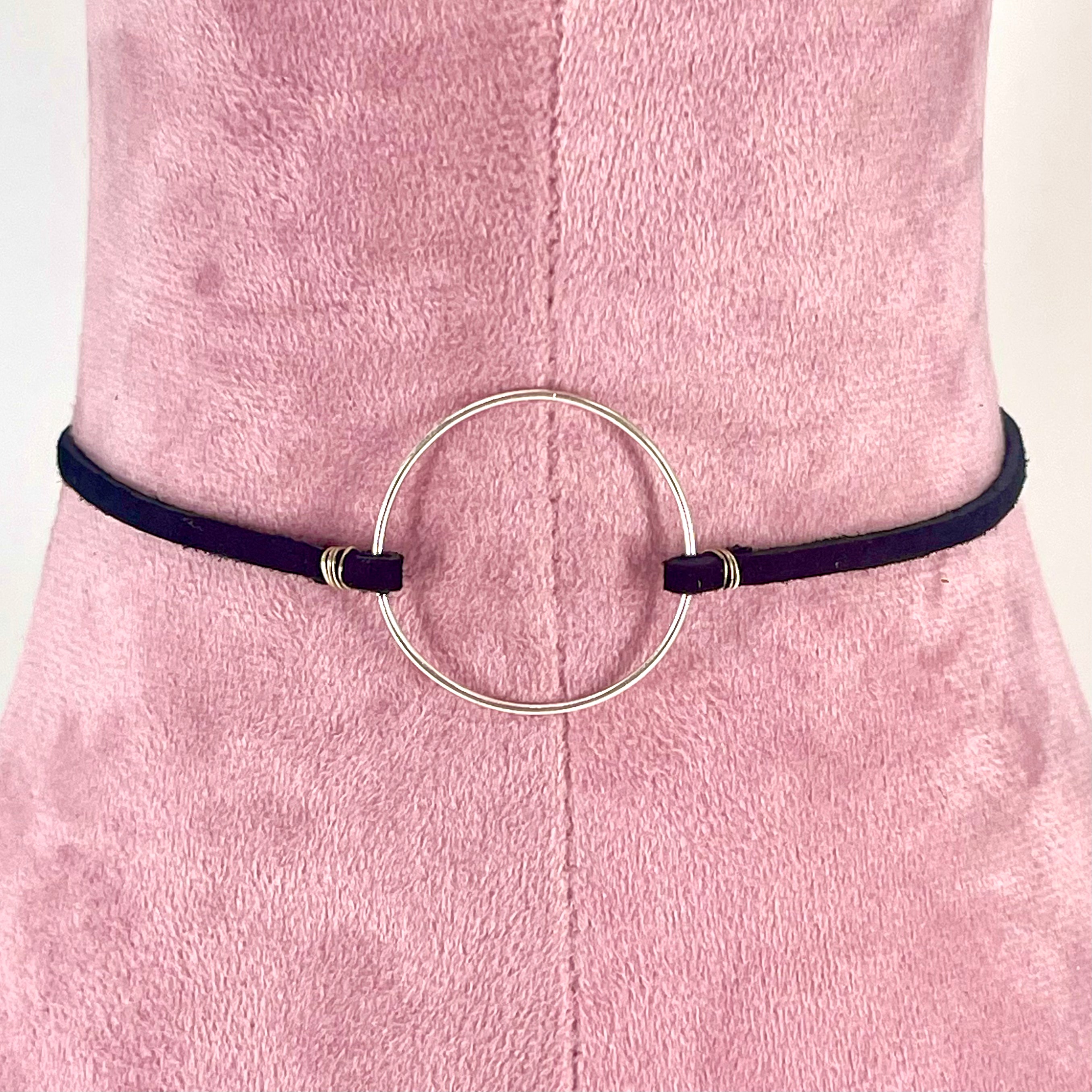 Sterling & Suede Lace Choker with Large Ring of O