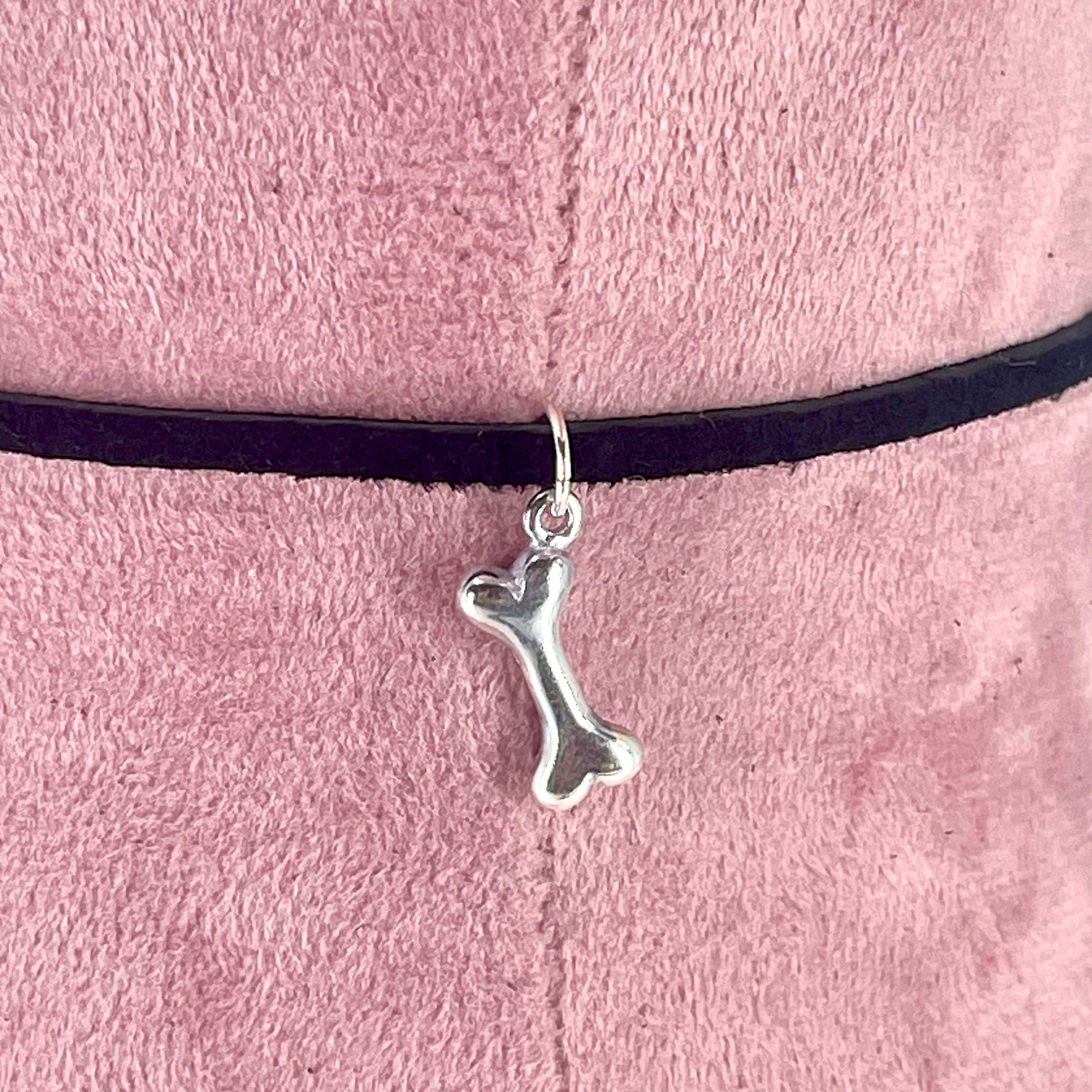 Sterling & Suede Lace Choker with Bone Charm