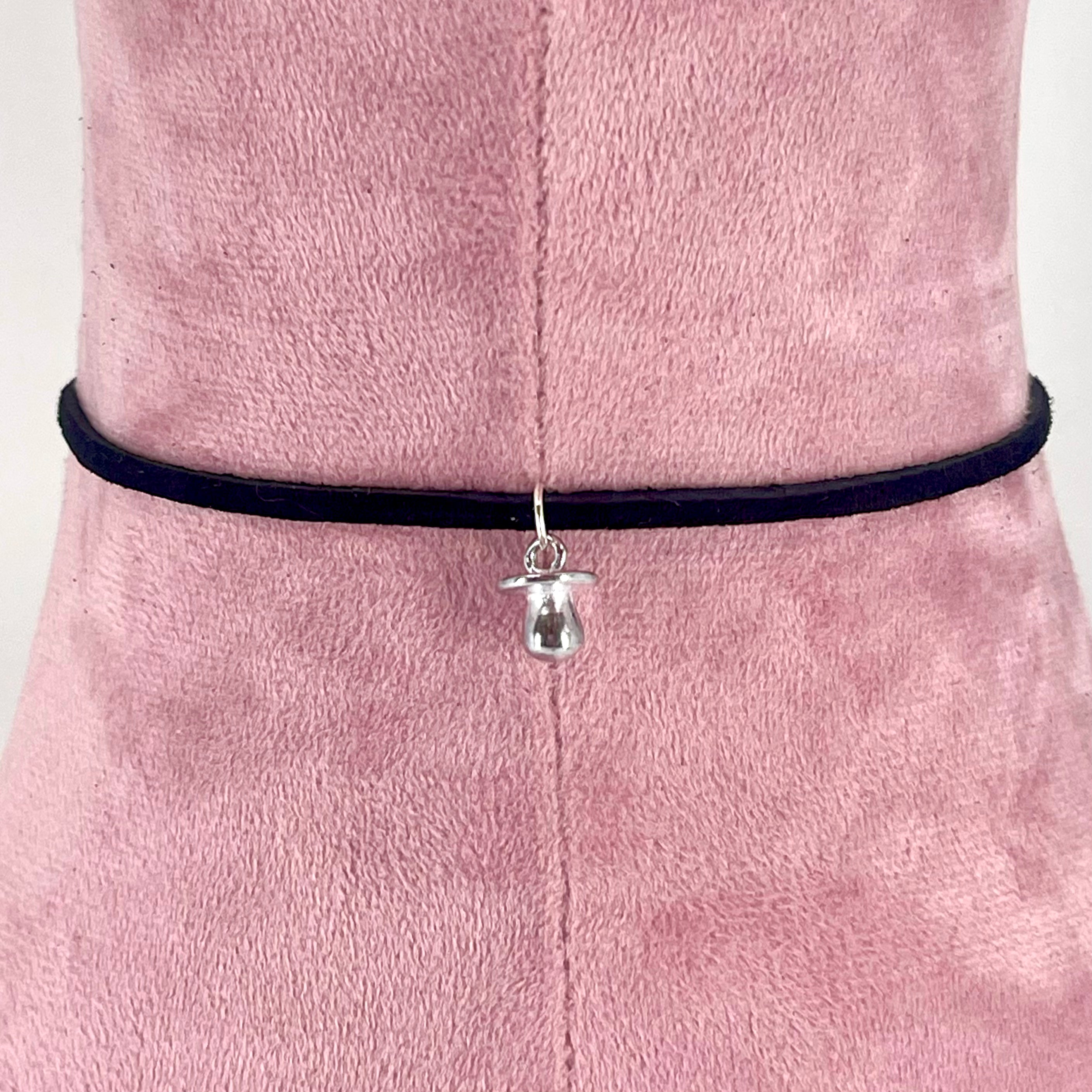 Sterling & Suede Lace Choker with Pacifier Charm