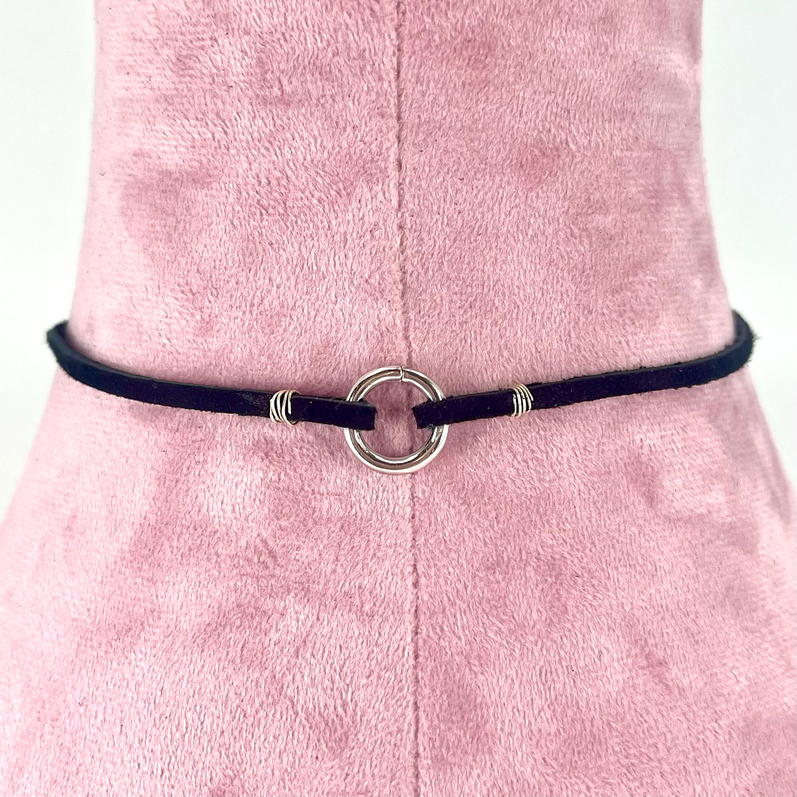 Sterling & Suede Lace Choker with Ring of O Clasp