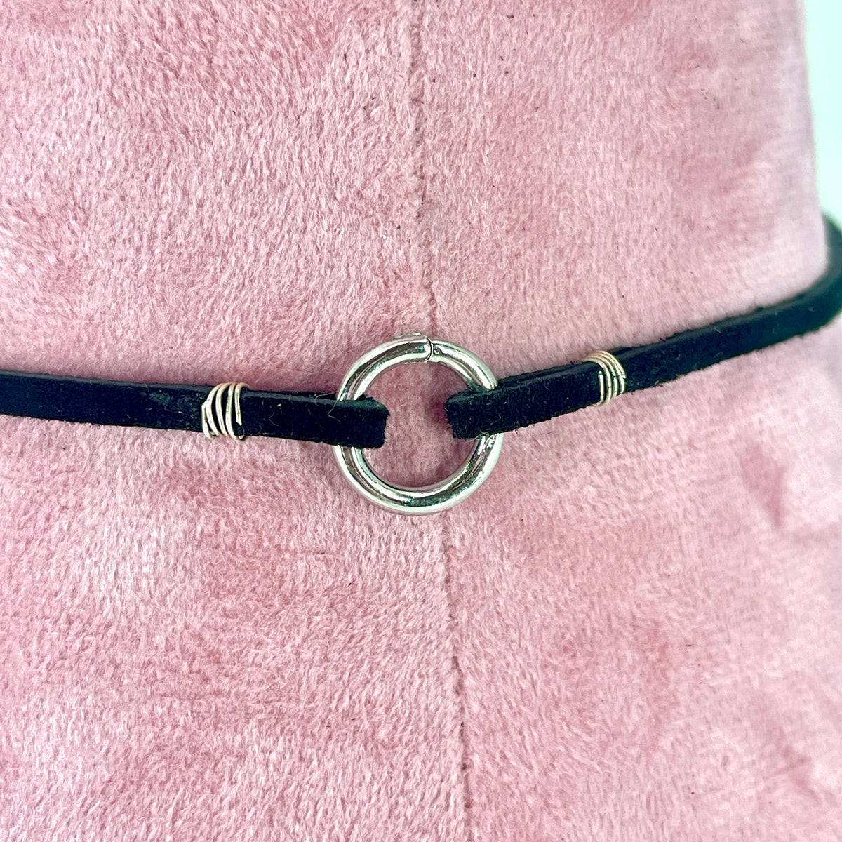 Sterling & Suede Lace Choker with Ring of O Clasp
