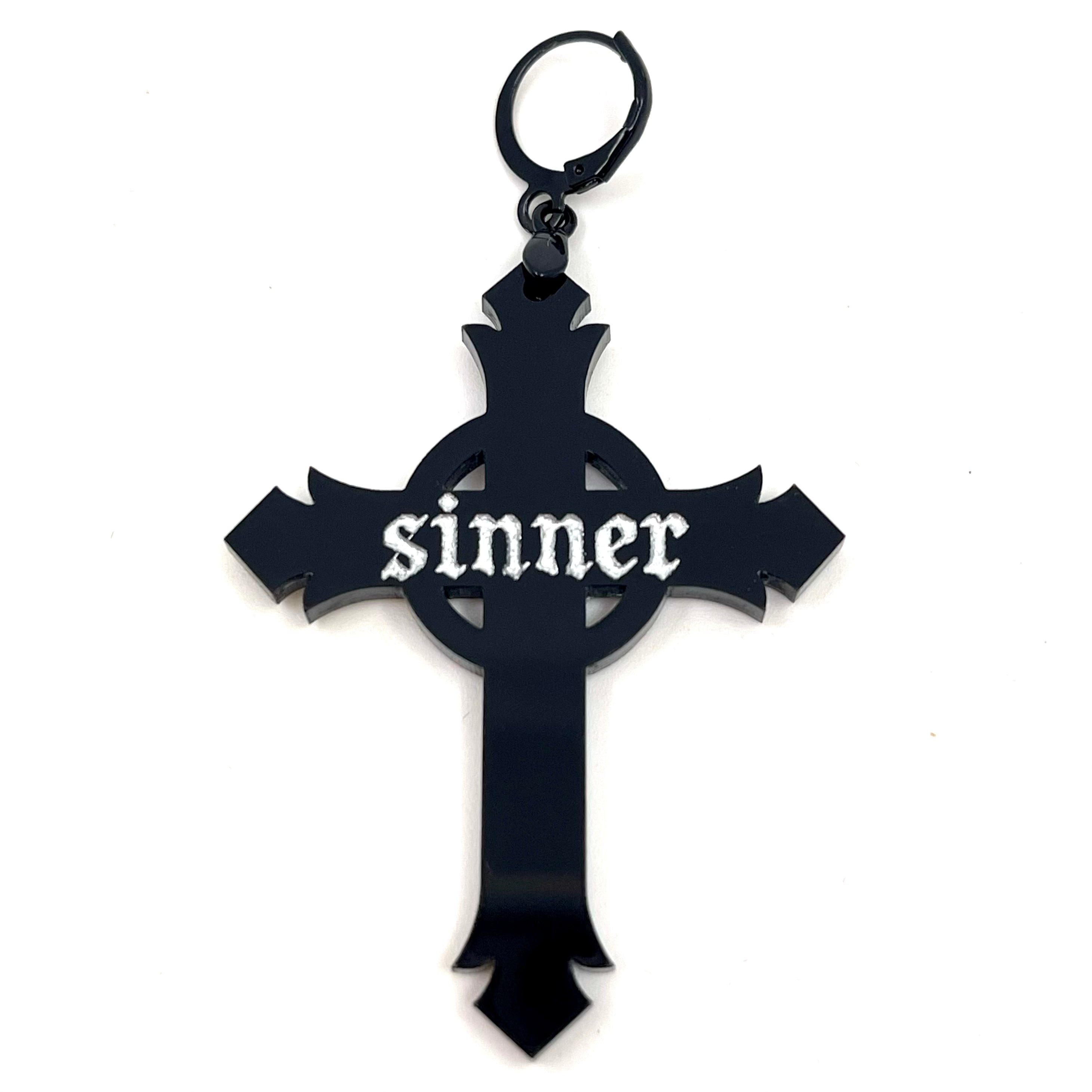 Sinner - Gothic Cross Collar Tag
