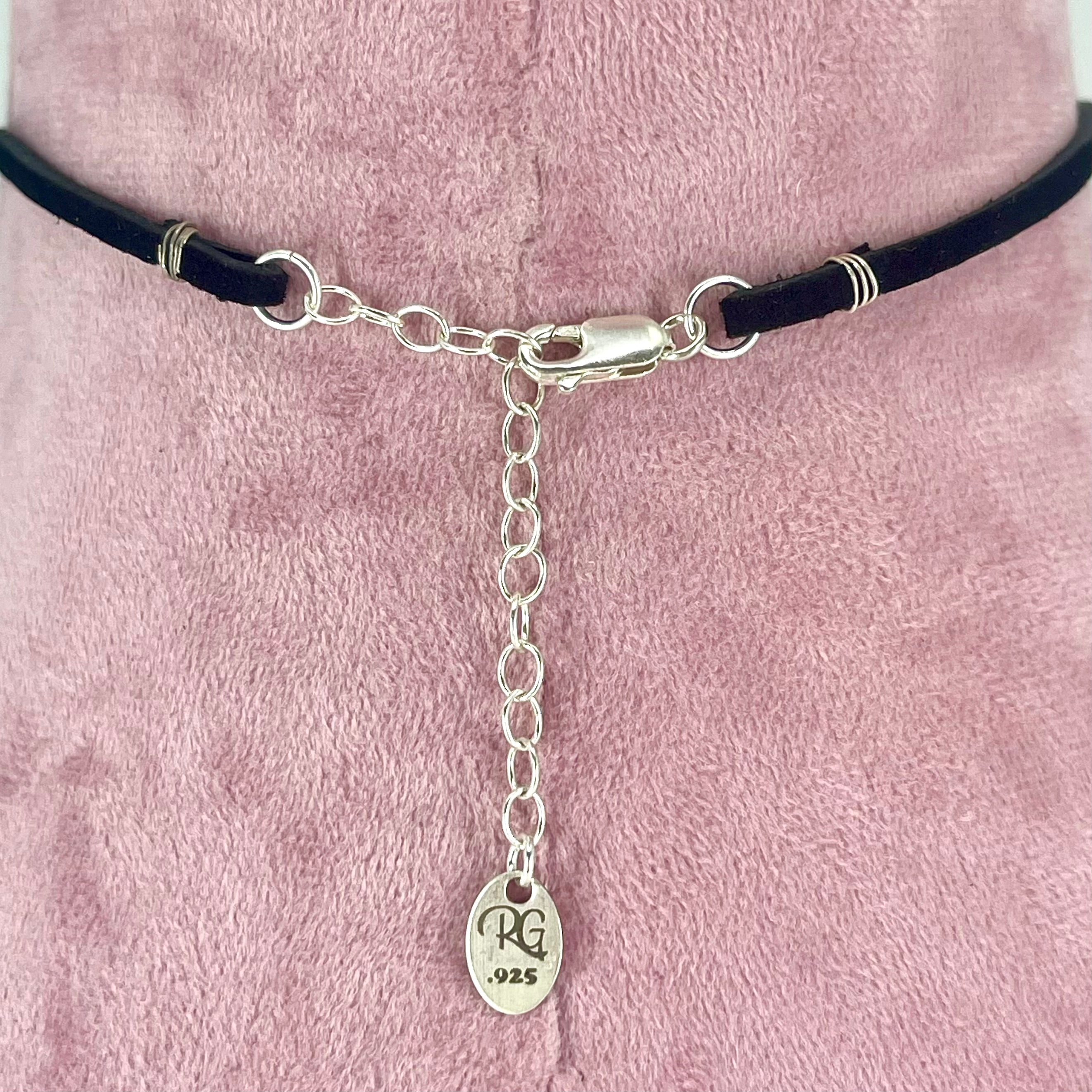 Sterling & Suede Lace Choker with Pave Halo Charm