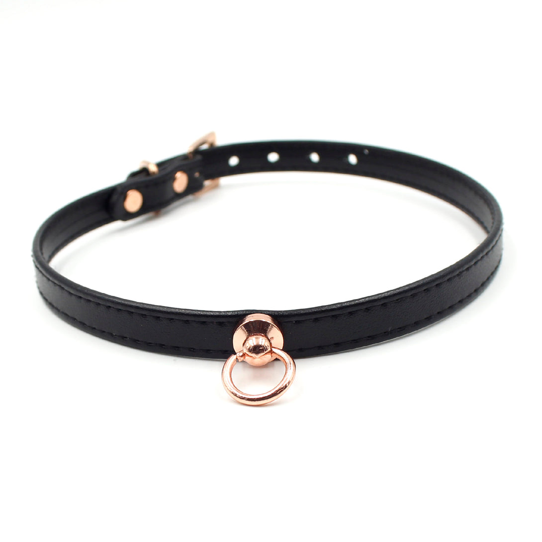 Choker Rivets O Round Metal Silver Color Leather Collar Bondage