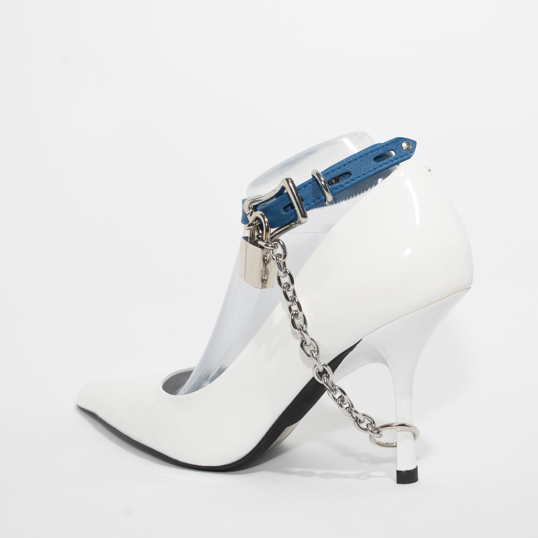 Custom Made Leather Heel Locks Cuffs Restrained Grace   