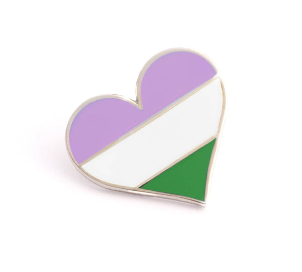 Compoco - Genderqueer Flag Heart Pin Pin Compoco   