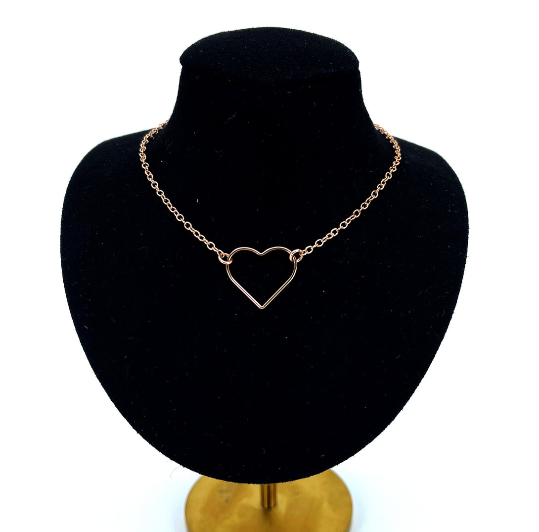 Heart Ring of O Day Collar - Discreet BDSM Collar Day Collar Restrained Grace 14K Rose Gold Filled  