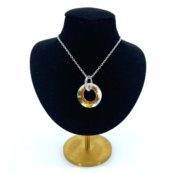 XL Iridescent Crystal Ring of O Day Collar - Convertible BDSM Day Collar