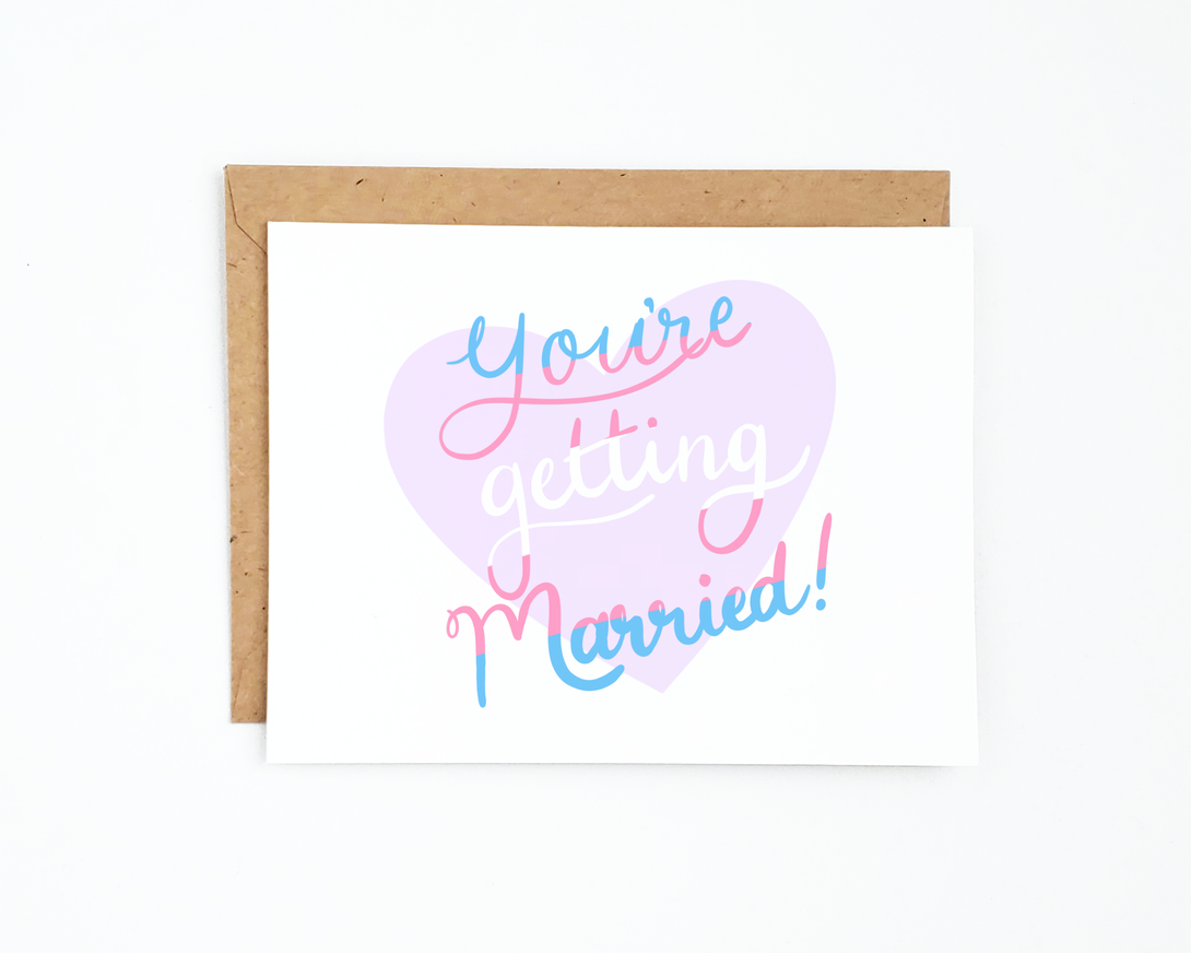 Little Rainbow Paper Co - Getting Married Trans Card Greeting Card Little Rainbow Paper Co   