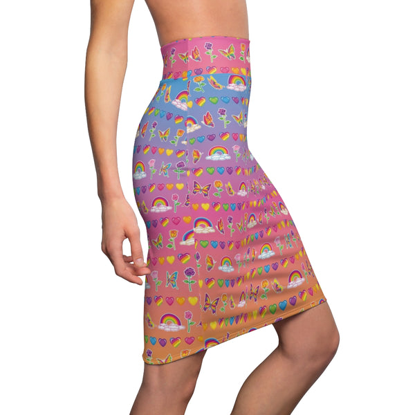 Frankly 90's Sticker Collector Pencil Skirt - XS-2X Skirt Restrained Grace XS 4 oz. 
