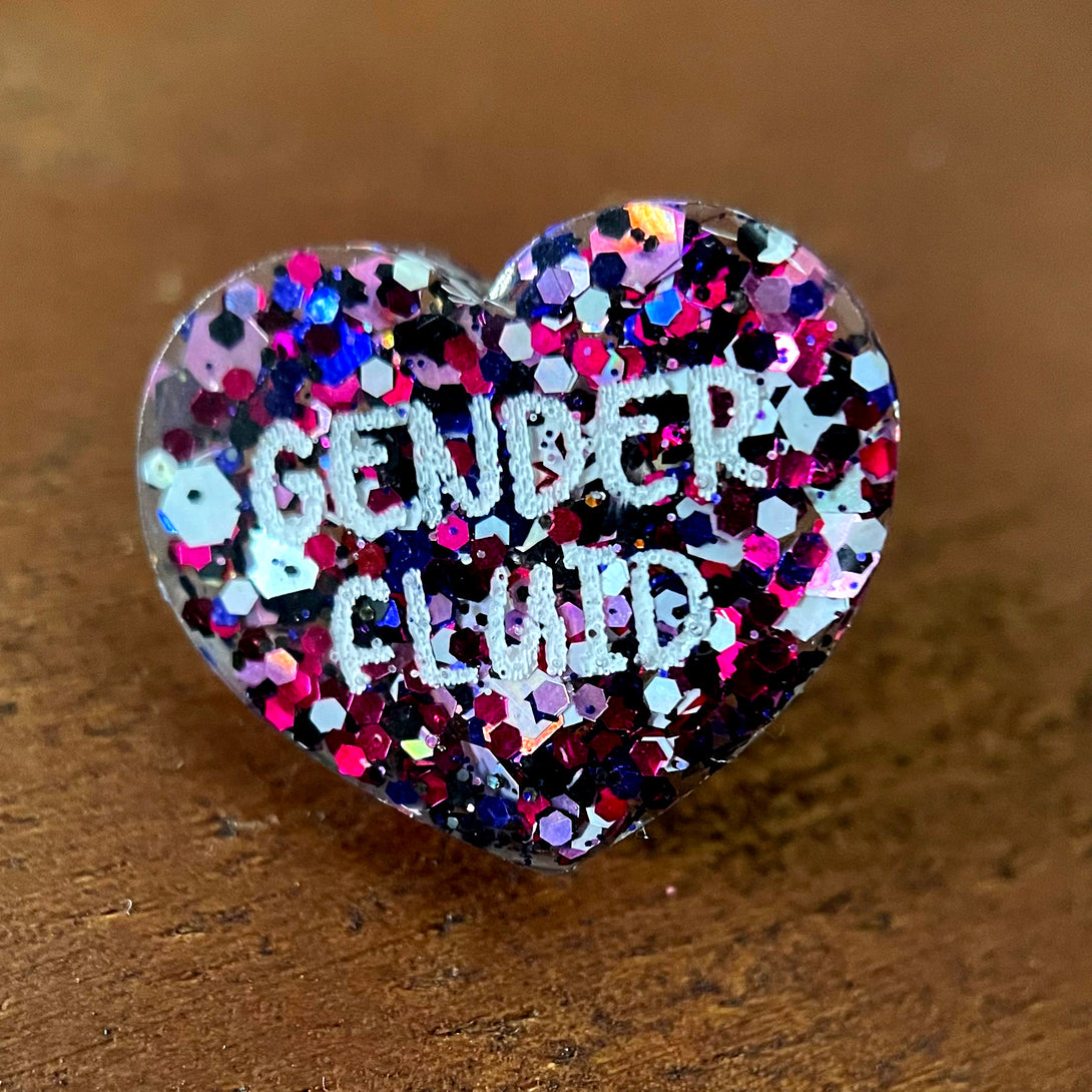 Gender Fluid - LGBTQIA+ Pride Glitter Lapel Pin Pin Restrained Grace   