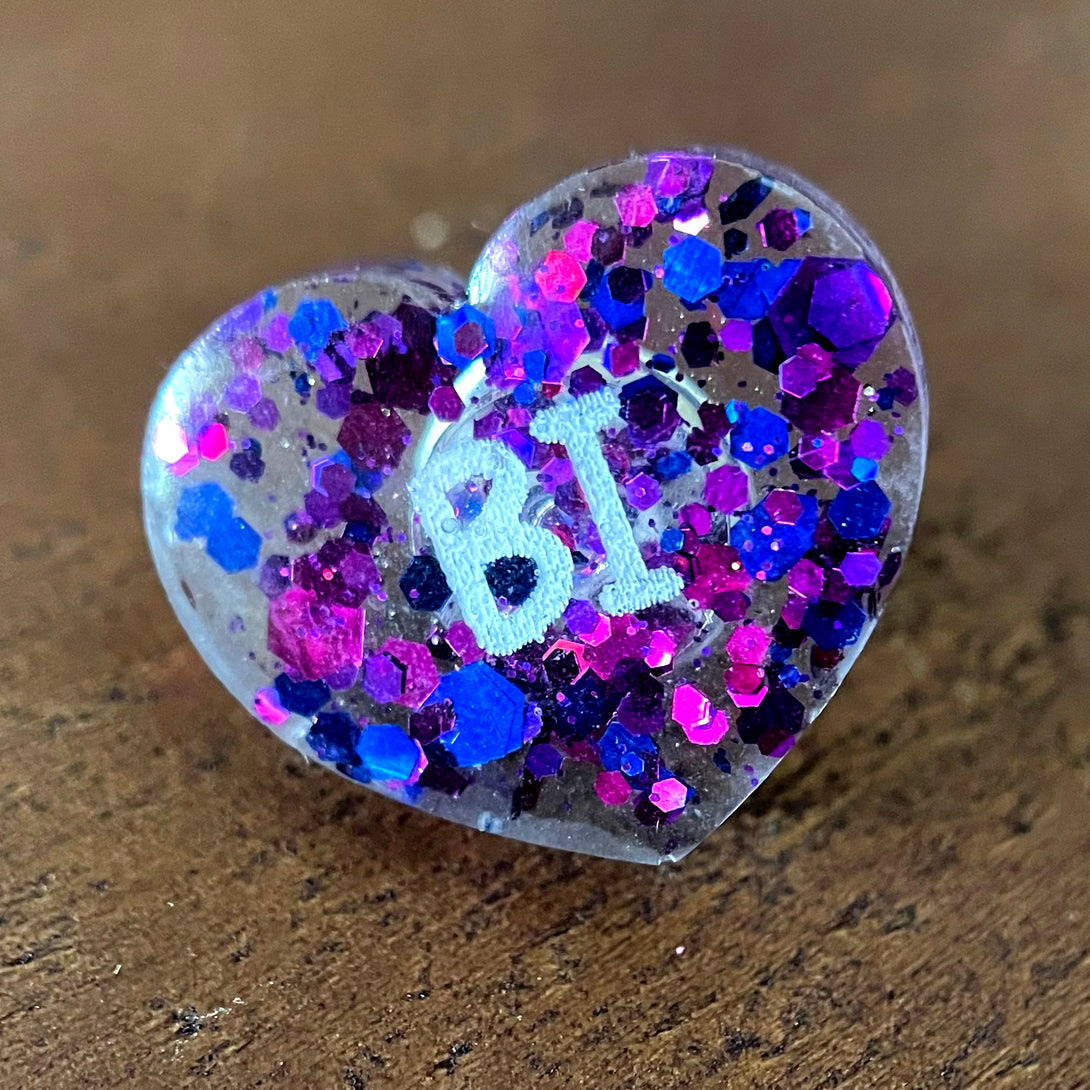 Bisexual - LGBTQIA+ Pride Glitter Lapel Pin Pin Restrained Grace   