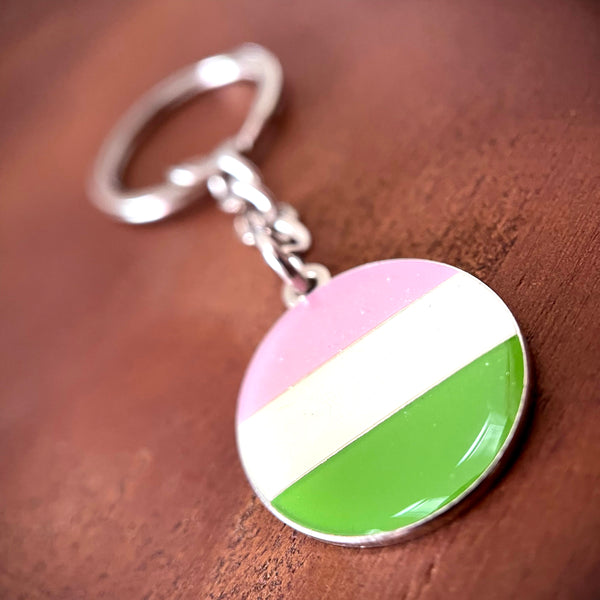 Genderqueer Pride Keychain Keychain Restrained Grace   