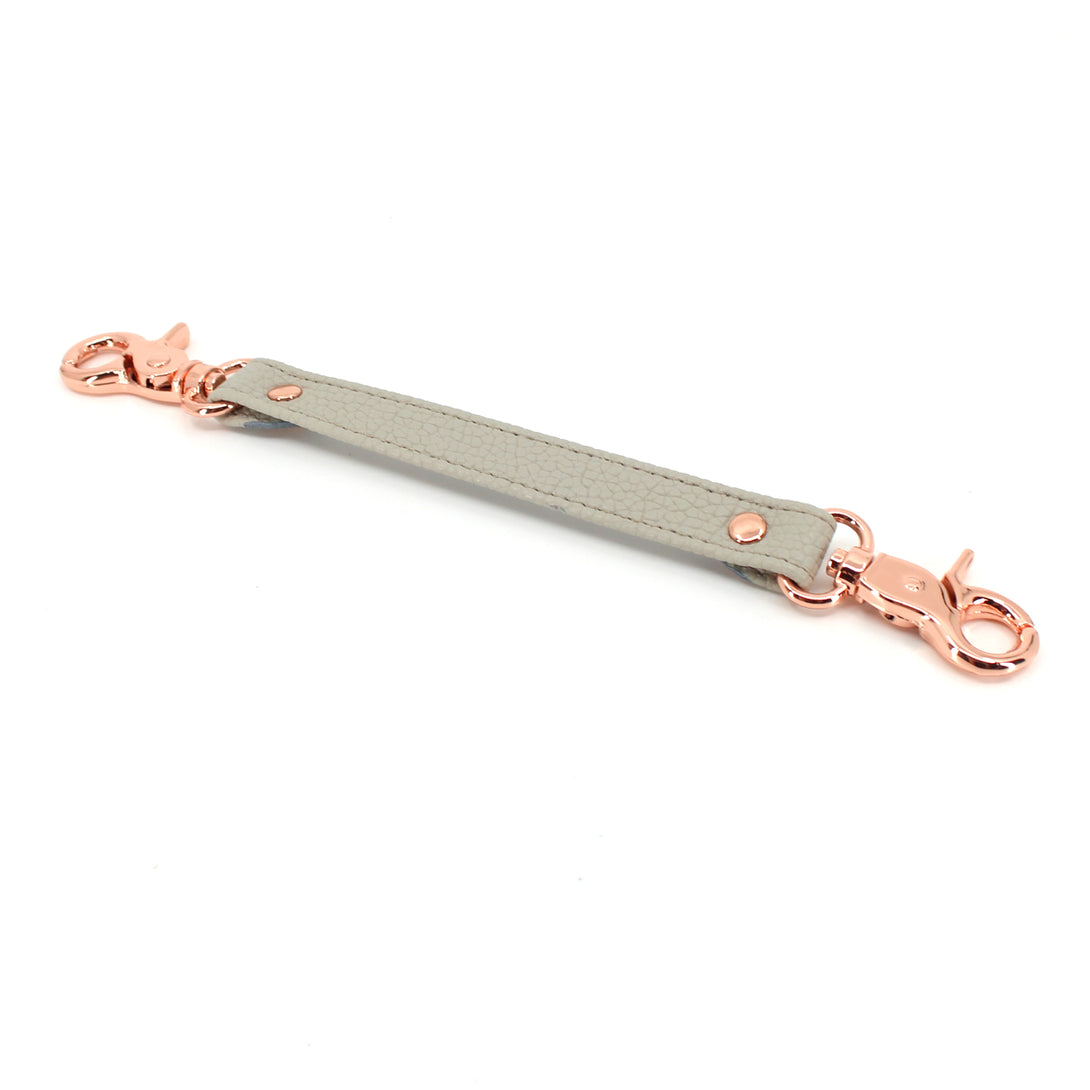 Dove Gray Vegan Leather BDSM Hobble Bondage Strap Restrained Grace Rose Gold  