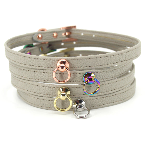 Dove Gray Vegan Mini Bondage Collar - Limited Edition