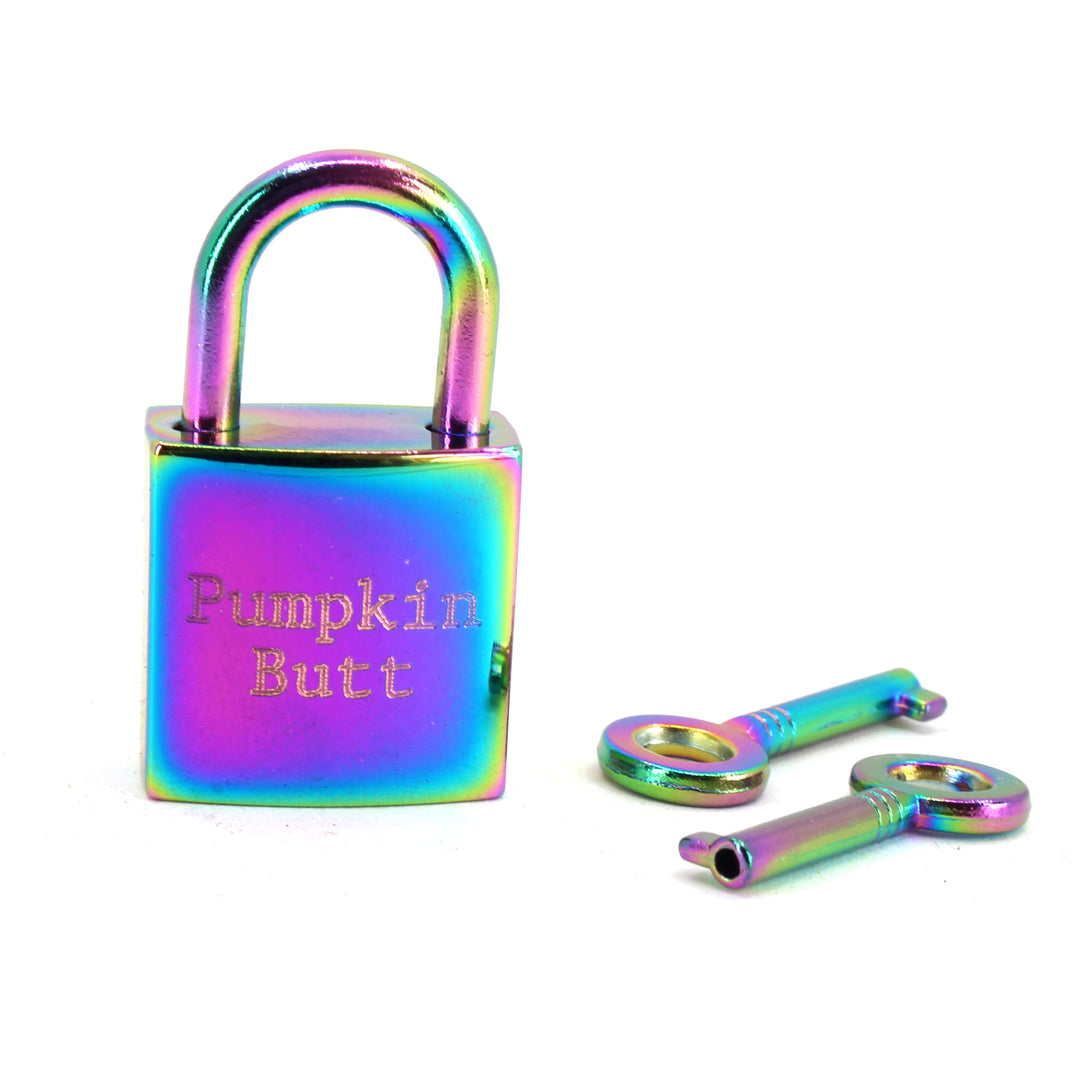 Custom Engraved Square Padlock - Personalized BDSM Lock Lock Restrained Grace Iridescent Rainbow  