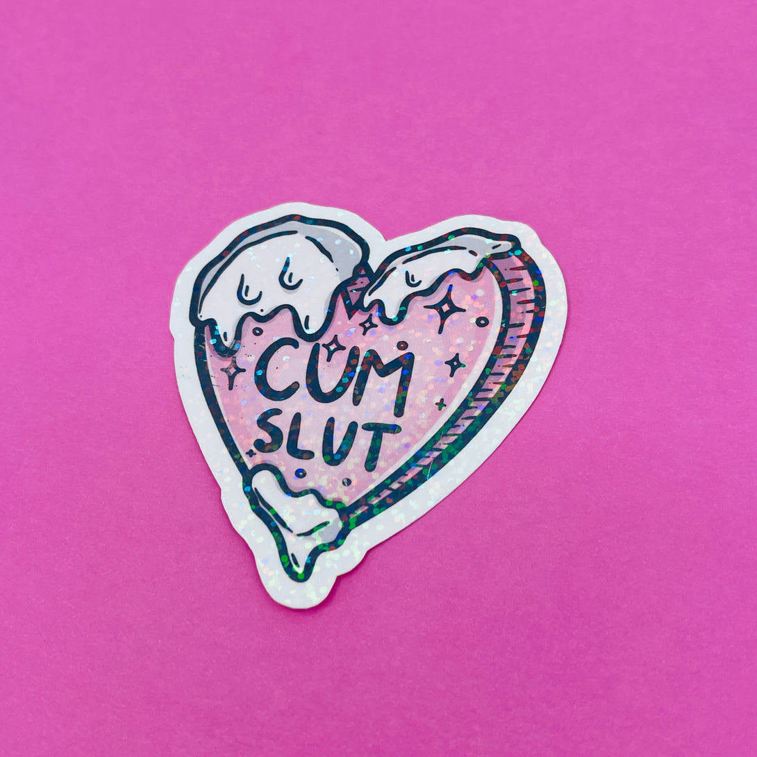 Cum Slut Sparkle Vinyl Sticker Sticker Restrained Grace   