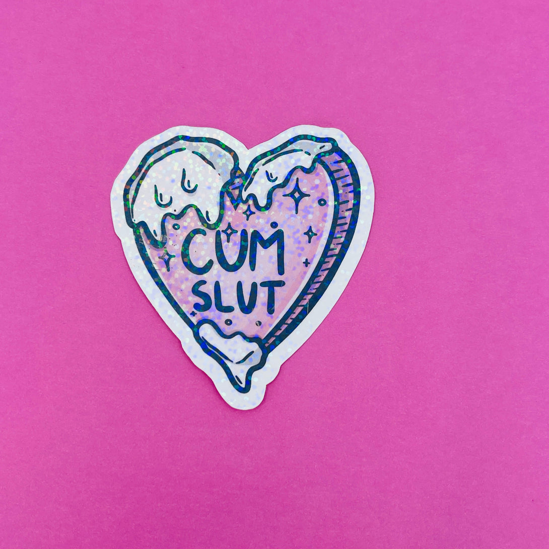 Cum Slut Sparkle Vinyl Sticker Sticker Restrained Grace   