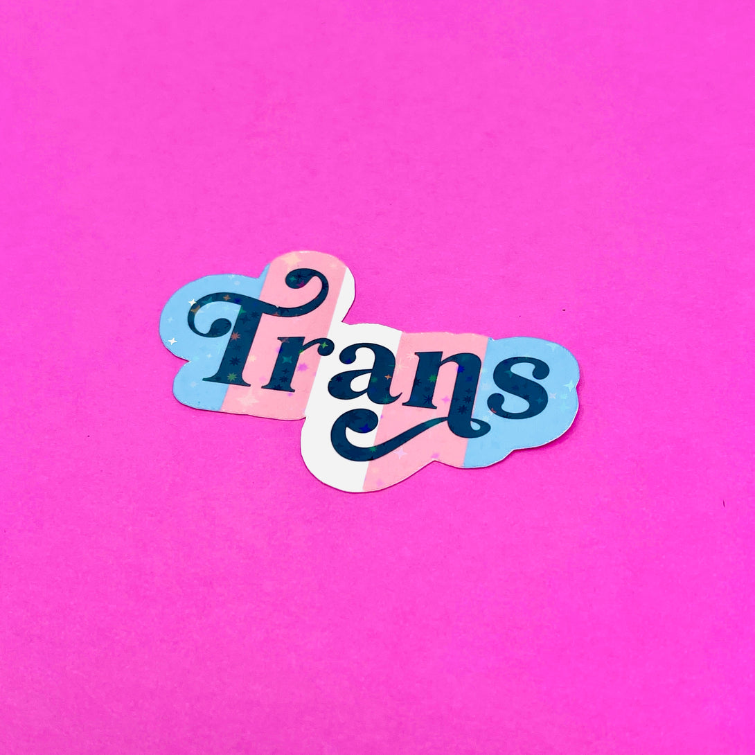 Trans Pride - Sparkle Vinyl Sticker Sticker Restrained Grace   