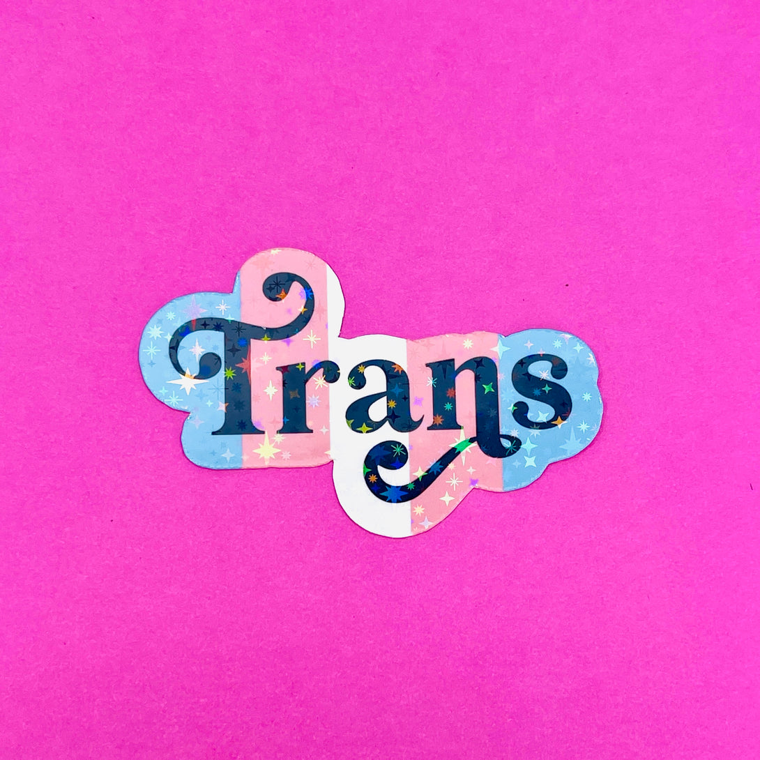 Trans Pride - Sparkle Vinyl Sticker Sticker Restrained Grace   